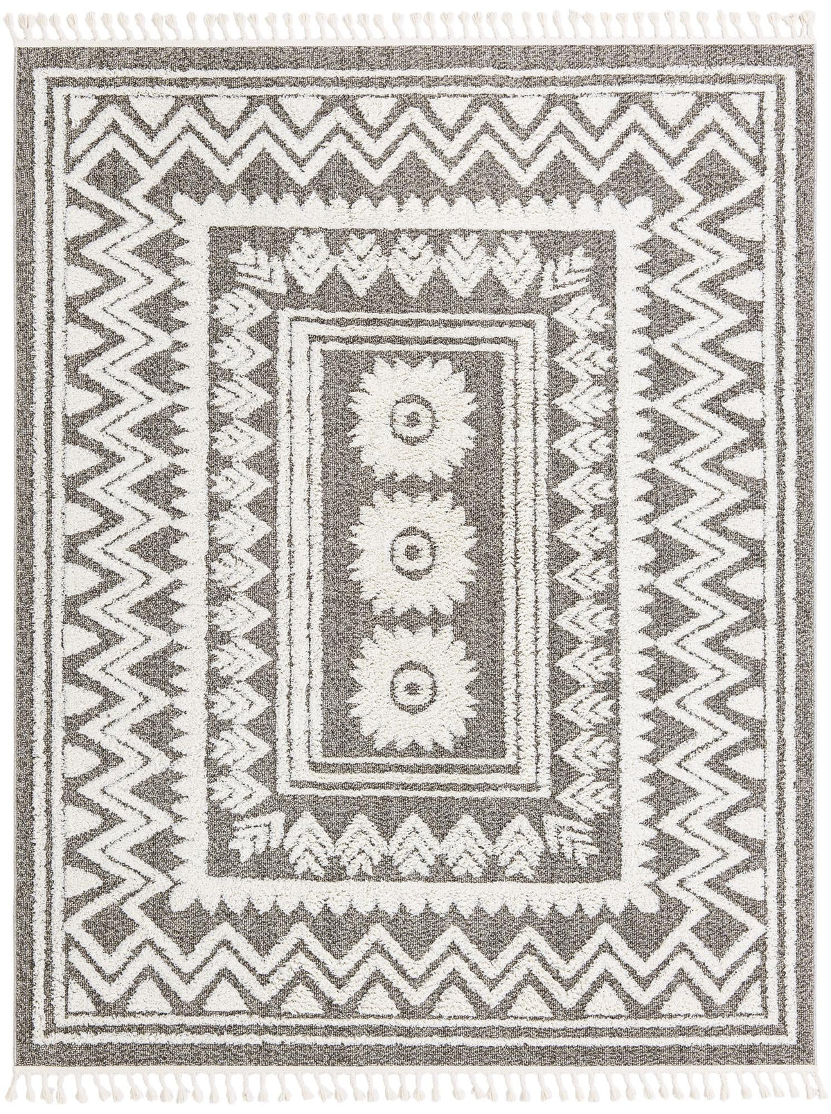 Boho Becca Gray & Ivory Area Rug overhead Rectangle 7' 10" x 10'
