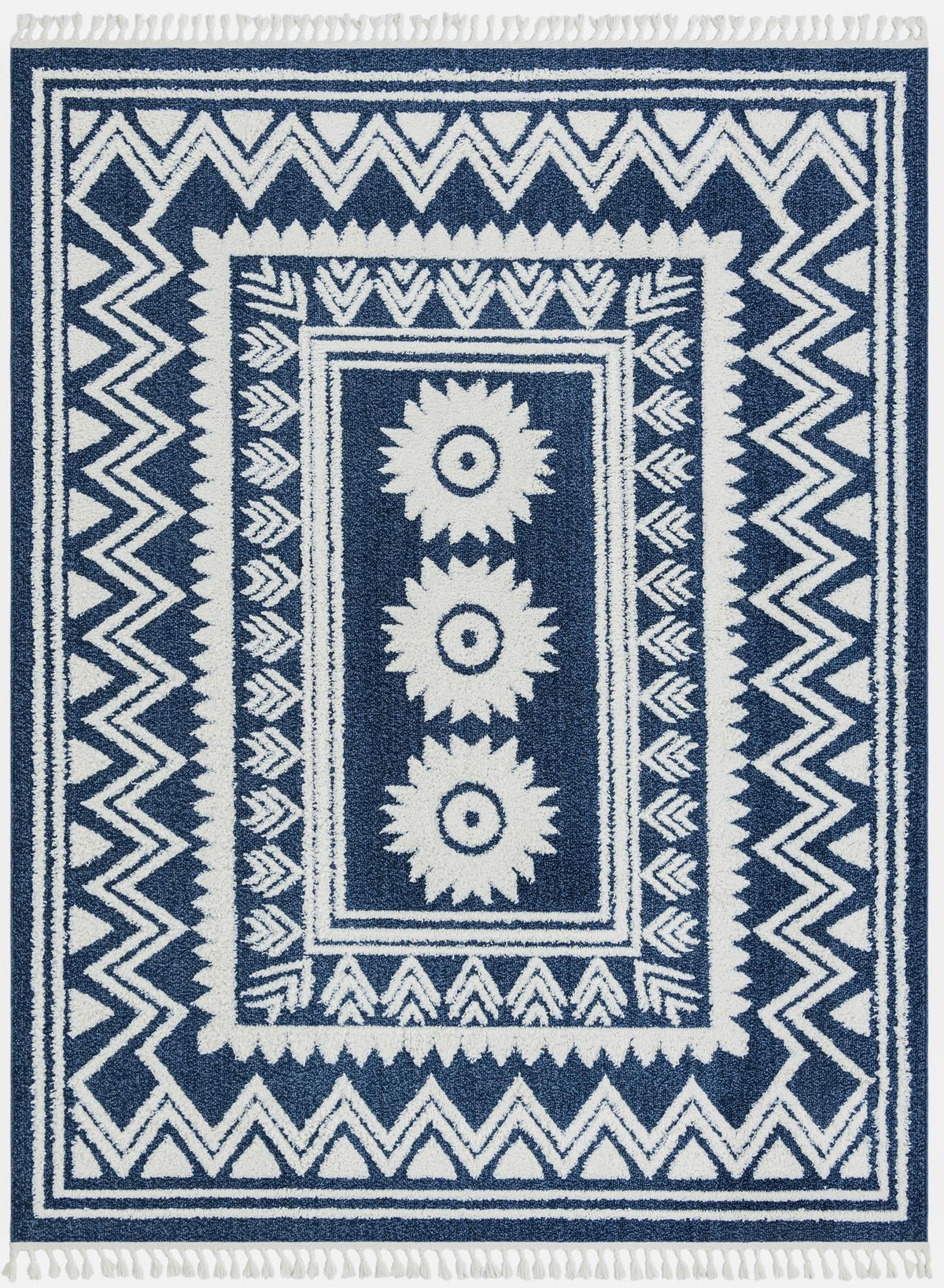 Boho Becca Blue & Ivory Area Rug | Rectangle overhead alternative