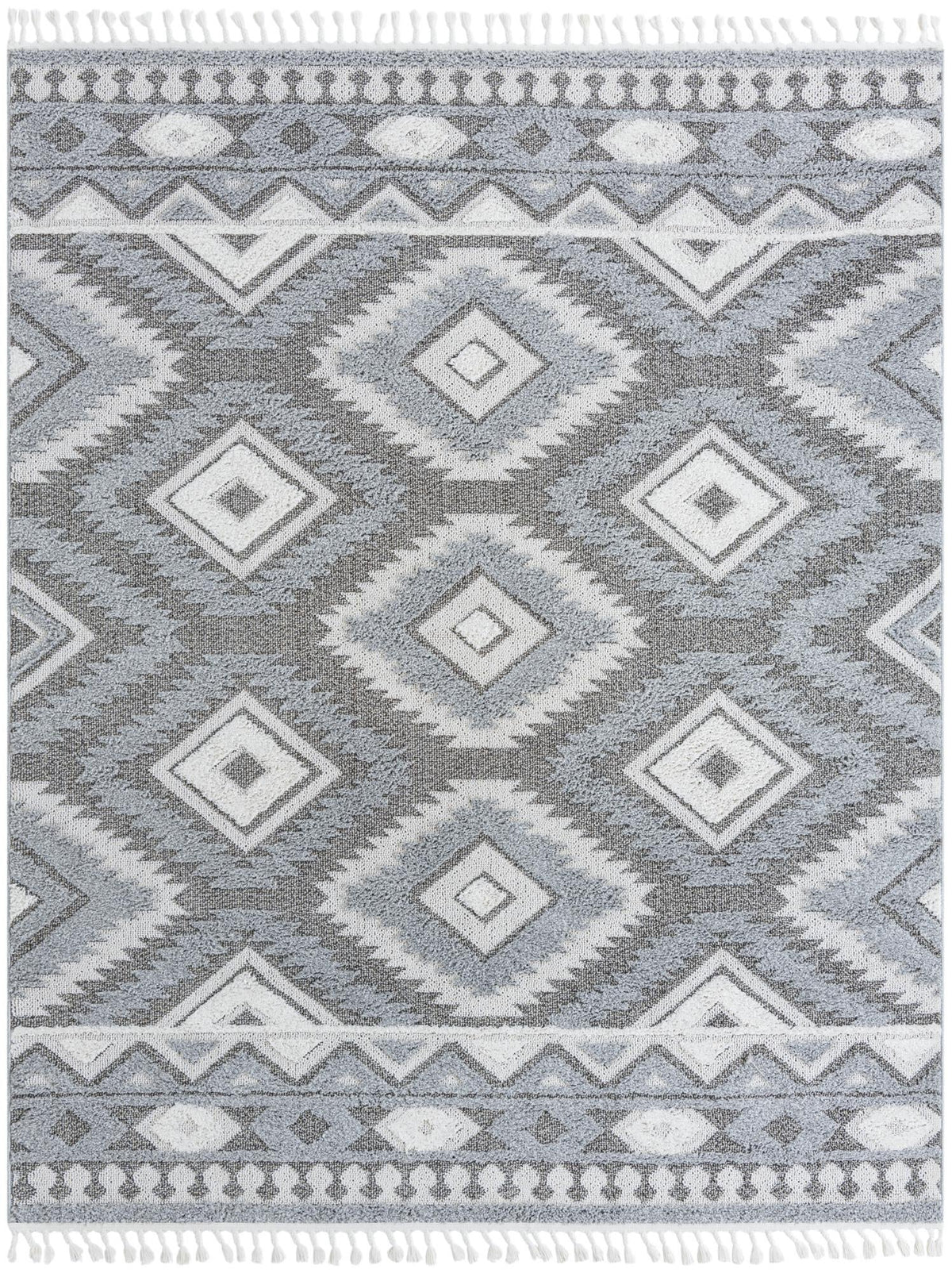 Boho Gigi Gray & Ivory Area Rug | Rectangle overhead | SKU 3188696