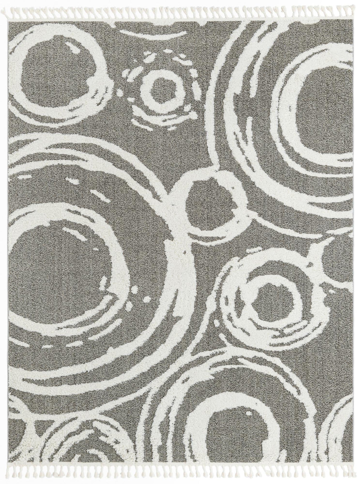 Boho Sas Gray & Ivory Area Rug overhead Rectangle 7' 10" x 10'
