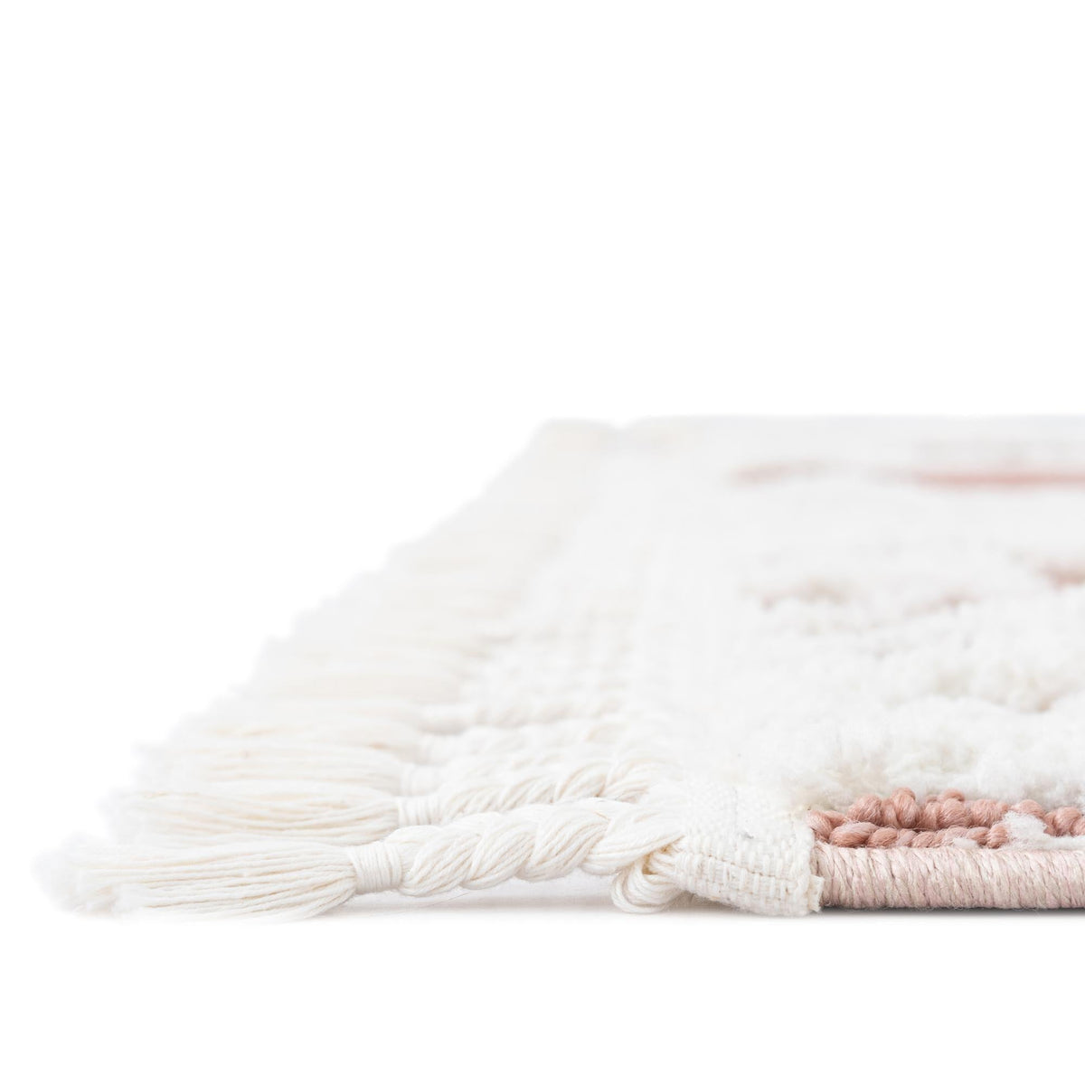 Boho Sas Pink & Ivory Area Rug: Same design/color lifestyle; shape may differ