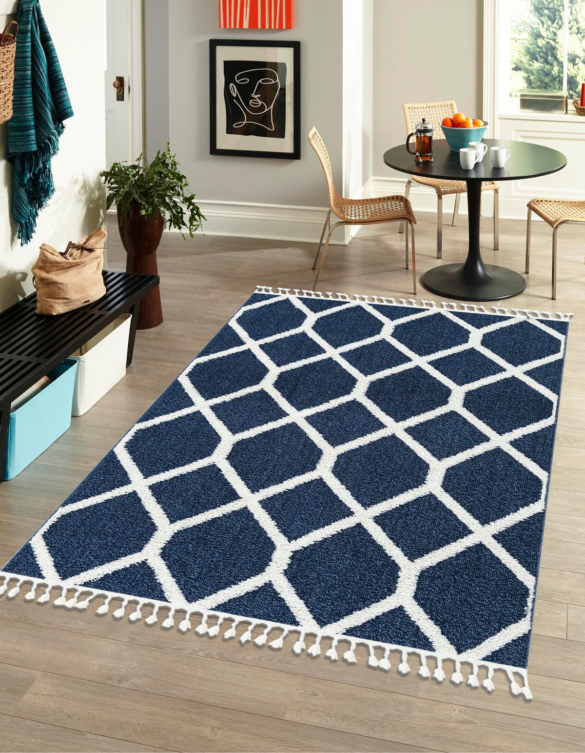 Boho Tiffany Blue & Ivory Area Rug lifestyle Rectangle