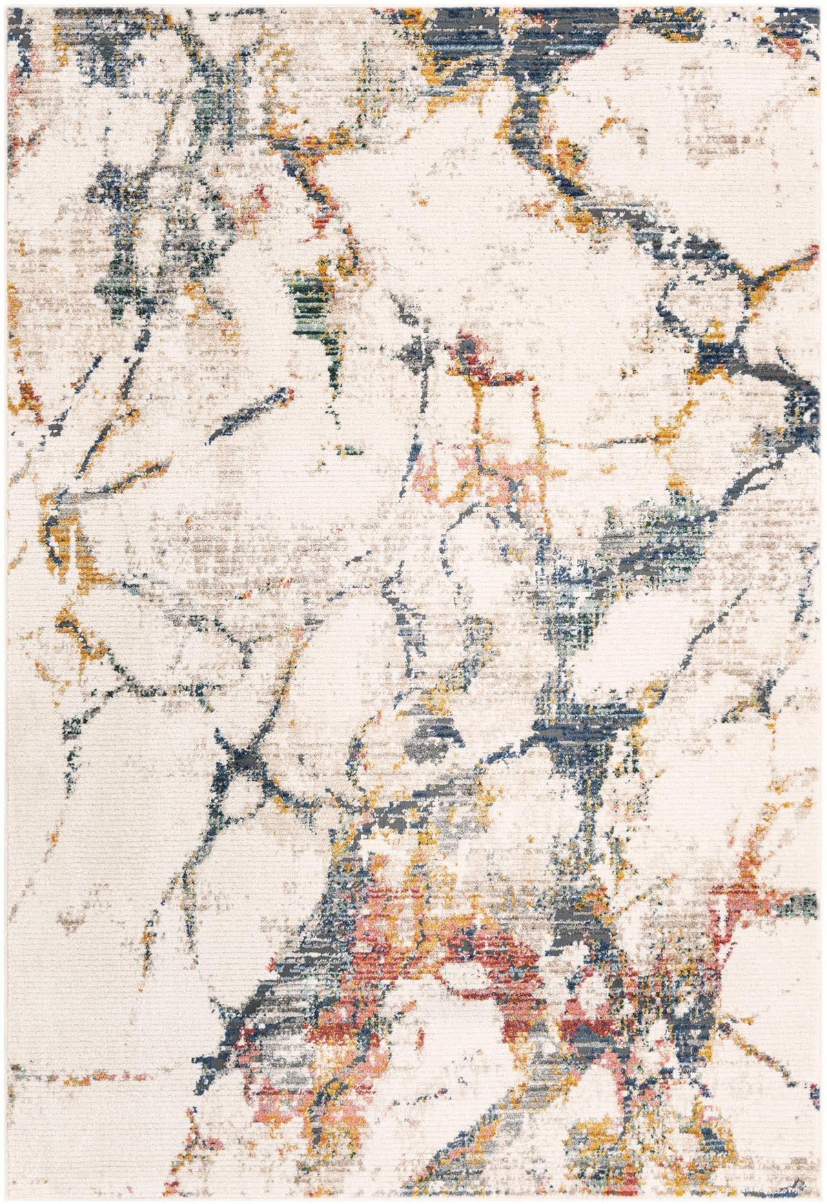 Gemstone Abstract White Navy & Beige Area Rug | Rectangle overhead alternative