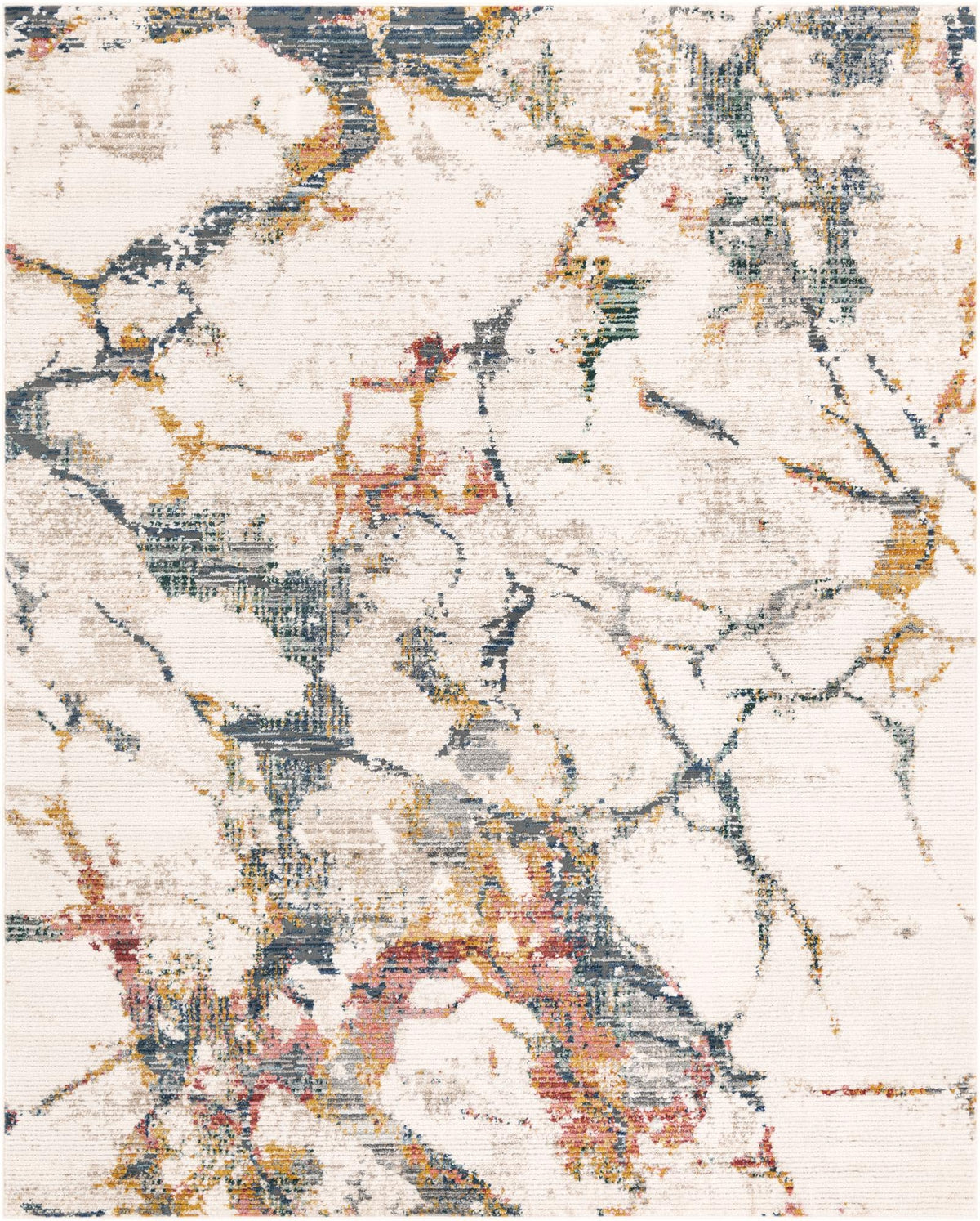 Gemstone Abstract White Navy & Beige Area Rug | Rectangle overhead | SKU 3194806