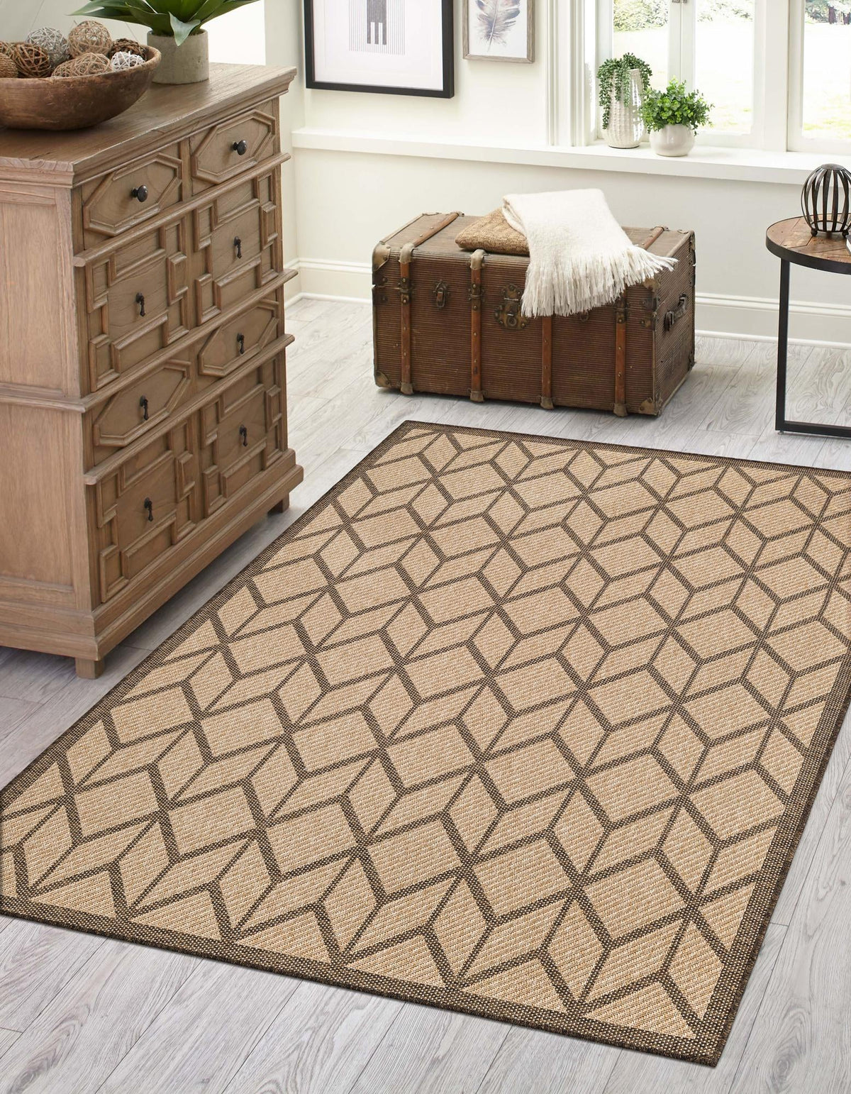 Dunes Mchenga Natural & Brown Area Rug | same-design same-color lifestyle (shape may vary)