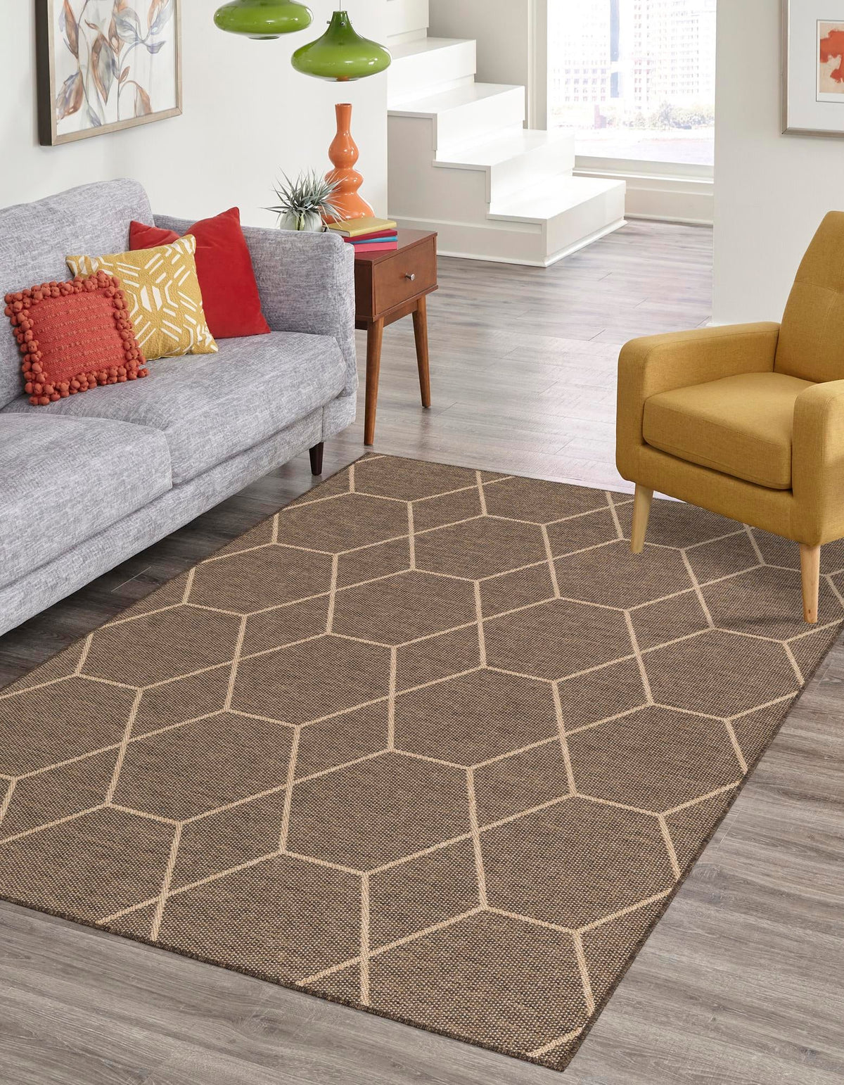 Dunes Badain Brown & Natural Area Rug | same-design same-color lifestyle (shape may vary)