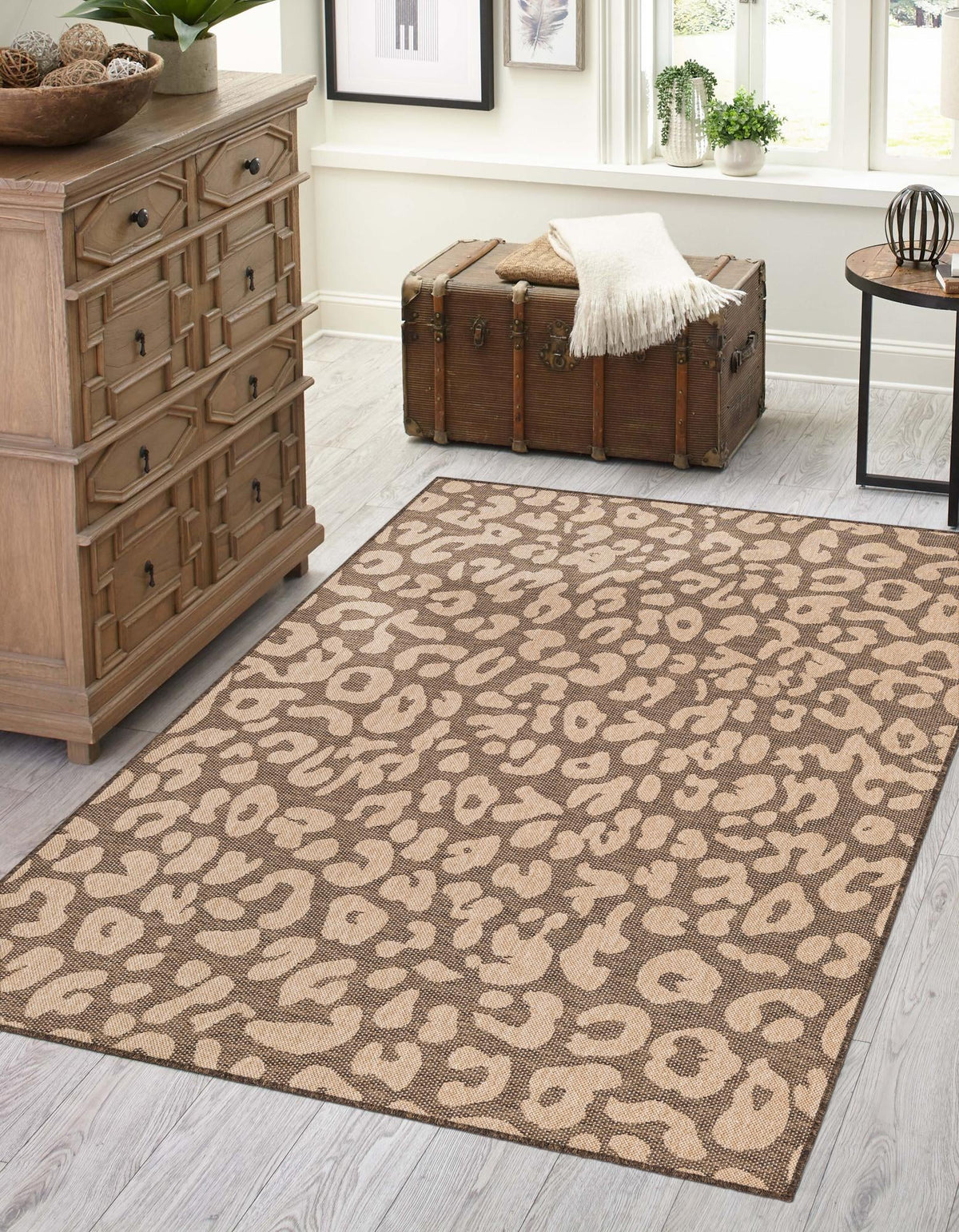 Dunes Yalan Brown & Natural Area Rug | same-design same-color lifestyle (shape may vary)