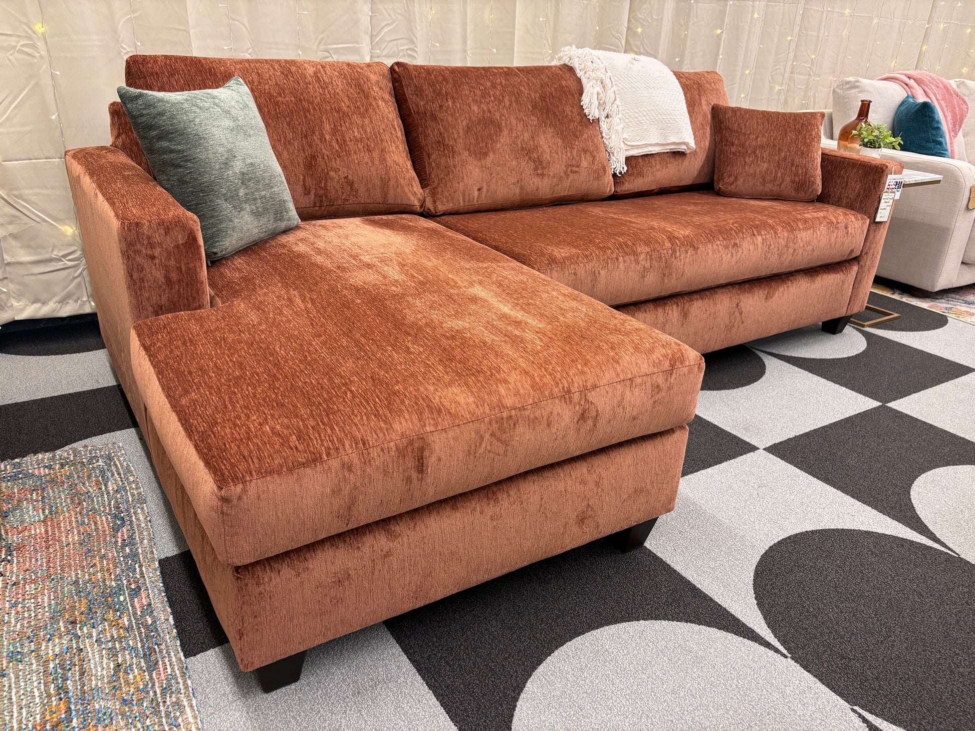 Burnt Sienna Harpeth Chaise Sectional - Reclaimed Elegance
