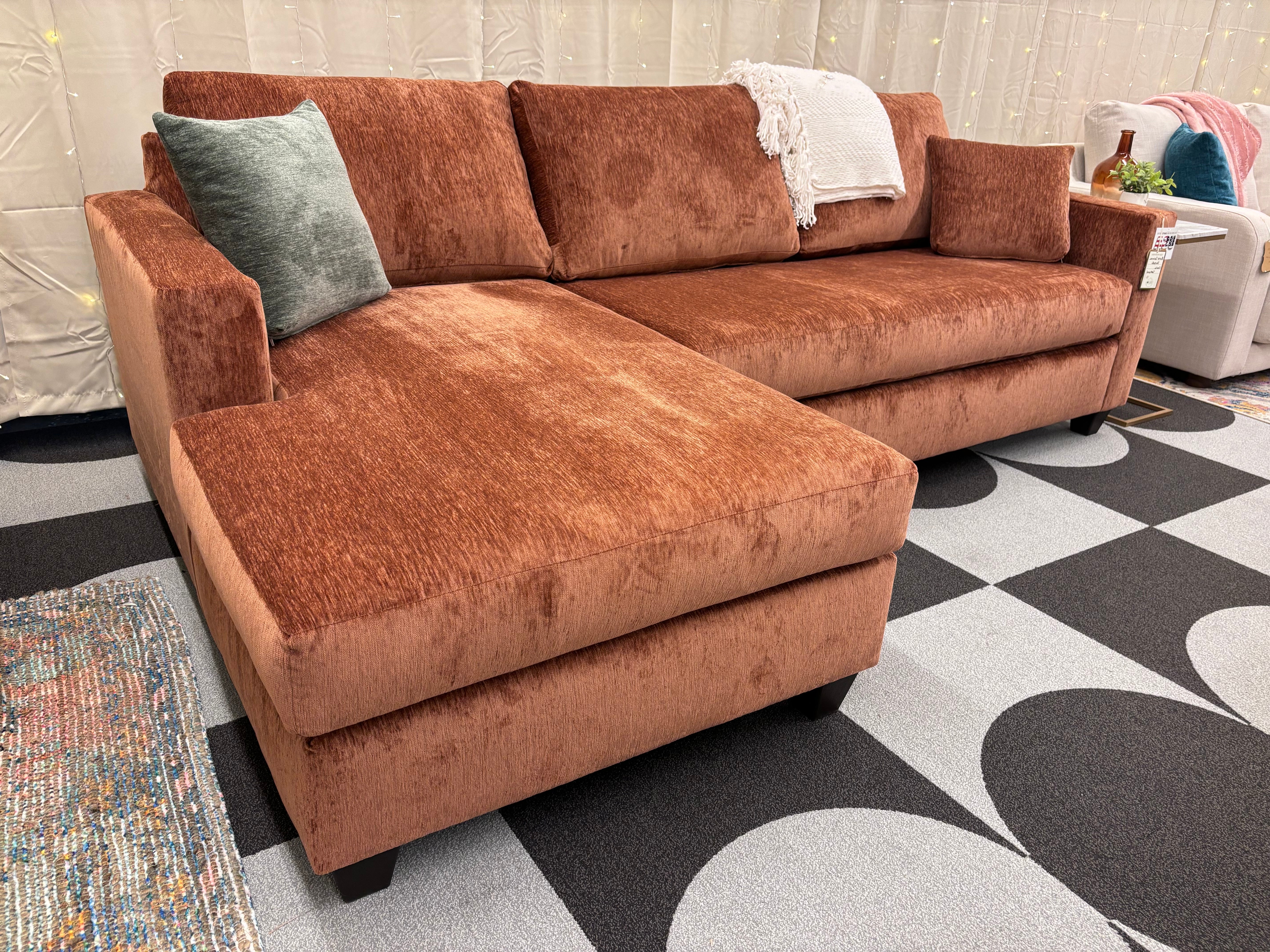 Burnt Sienna Harpeth Chaise Sectional - Reclaimed Elegance