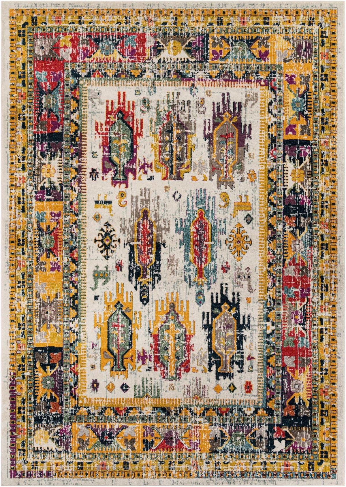 Penrose Anna Ivory & Blue Area Rug | Rectangle overhead alternative