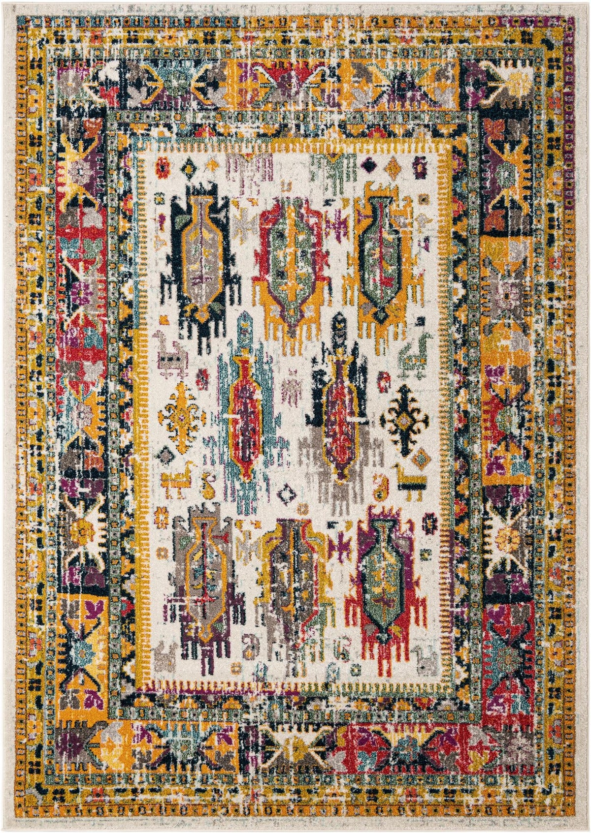 Penrose Anna Ivory & Blue Area Rug | Rectangle overhead | SKU 3205830