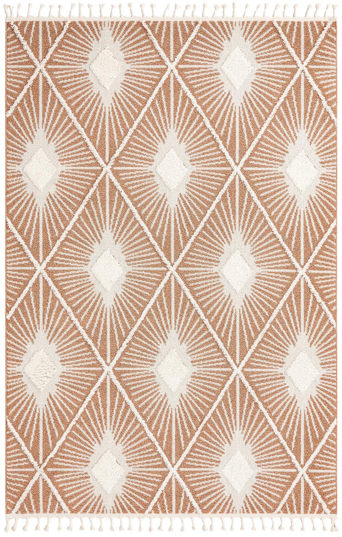 Boho Lilah Rust Red & Ivory Area Rug overhead Rectangle 7' 1" x 10'