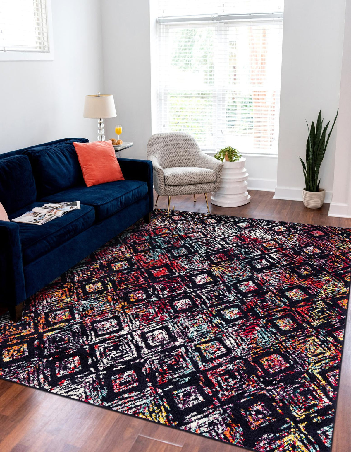 Penrose Ivy Multi & Ivory Area Rug | Rectangle in room