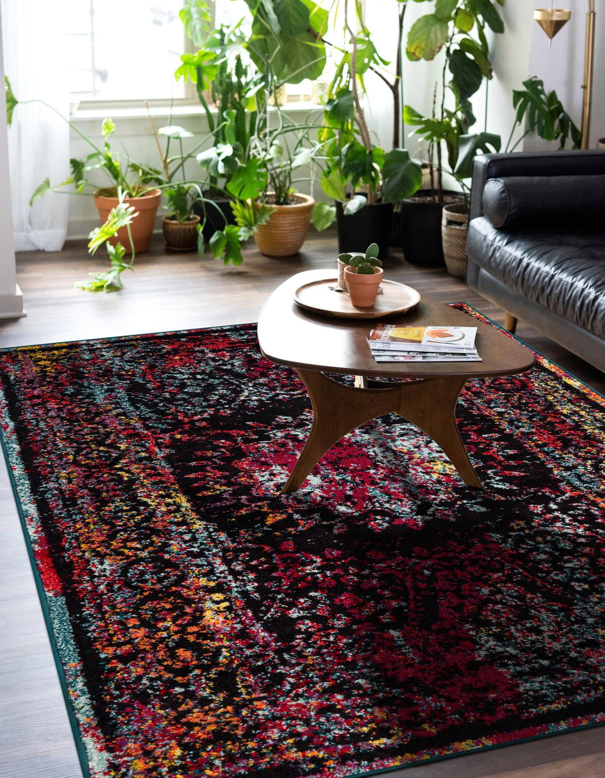Penrose Sarah Multi & Light Blue Area Rug: Same design/color lifestyle; shape may differ