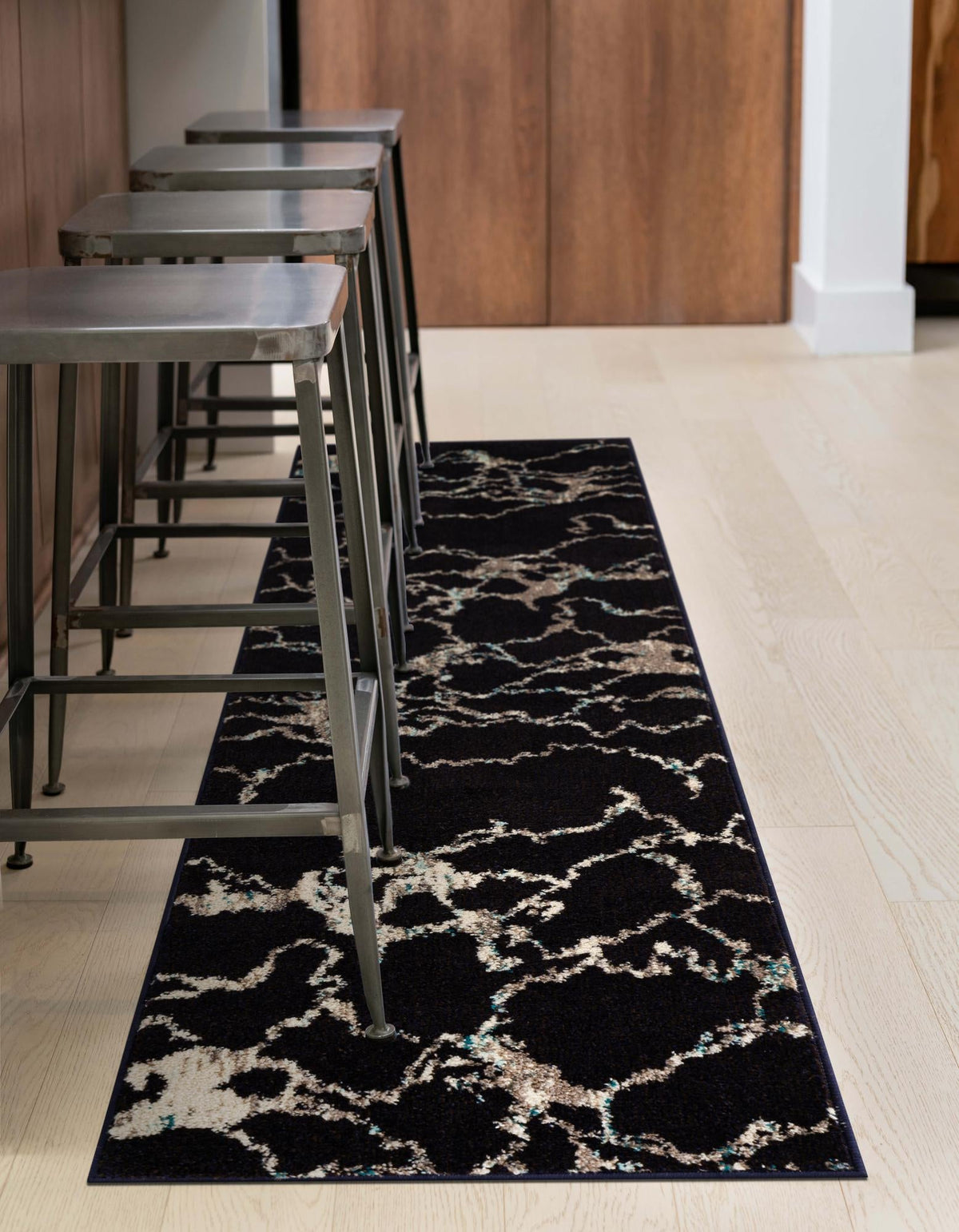Penrose Hannah Navy Blue & Beige Area Rug | Original same-design same-color lifestyle, different shape permitted