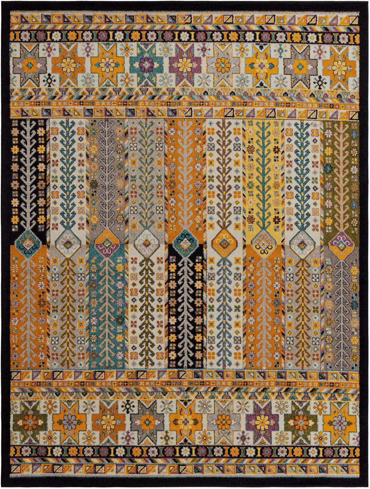Penrose Brittany Multi & Blue Area Rug overhead Rectangle 9' x 12'