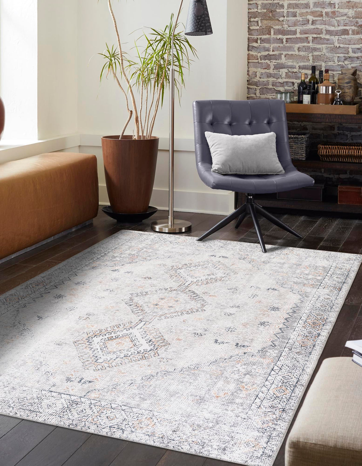 Yara Akash Ivory and Beige & Black Area Rug lifestyle Rectangle