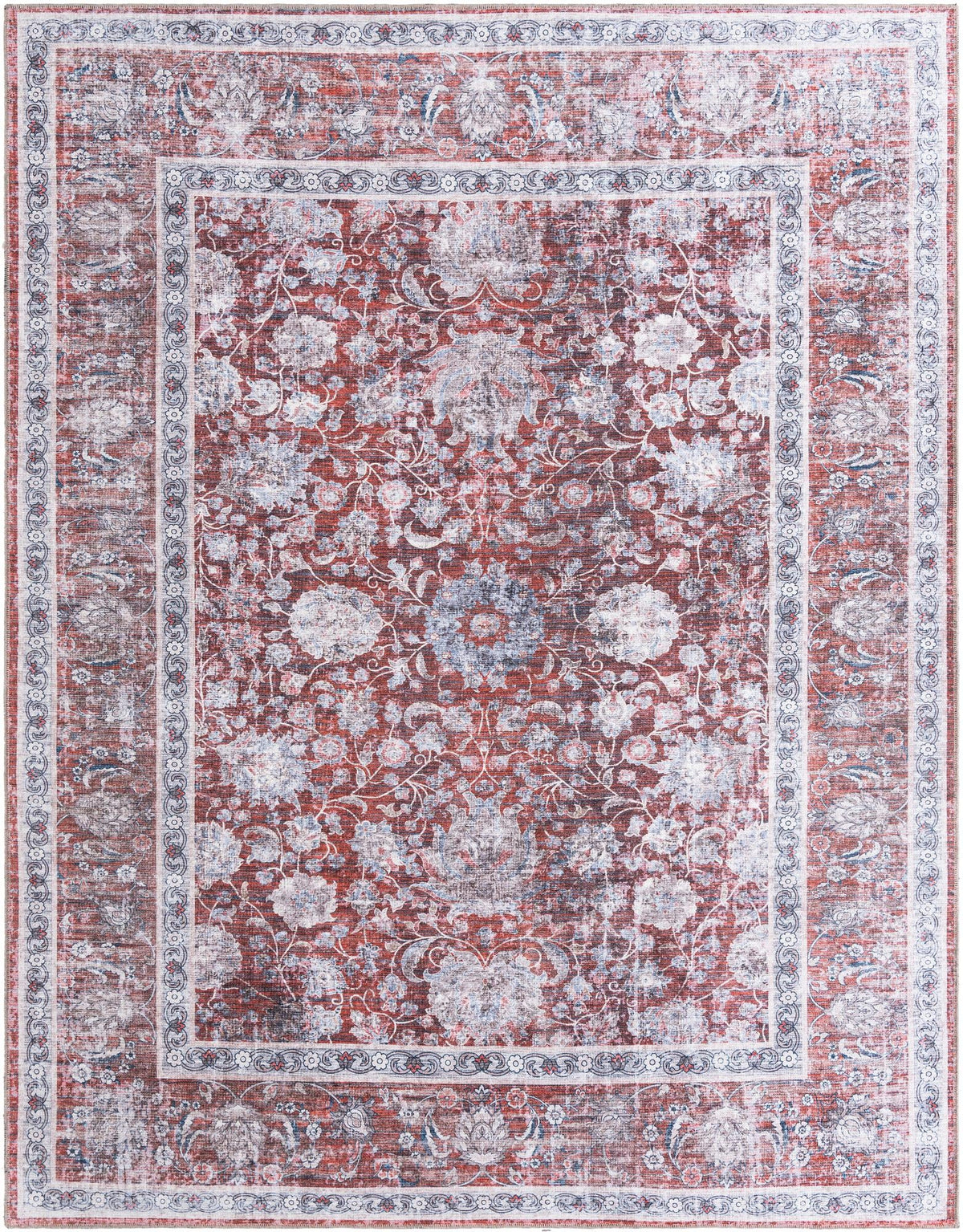 Yara Samarth Antique Red & Beige Area Rug overhead Rectangle 7' 10" x 10'