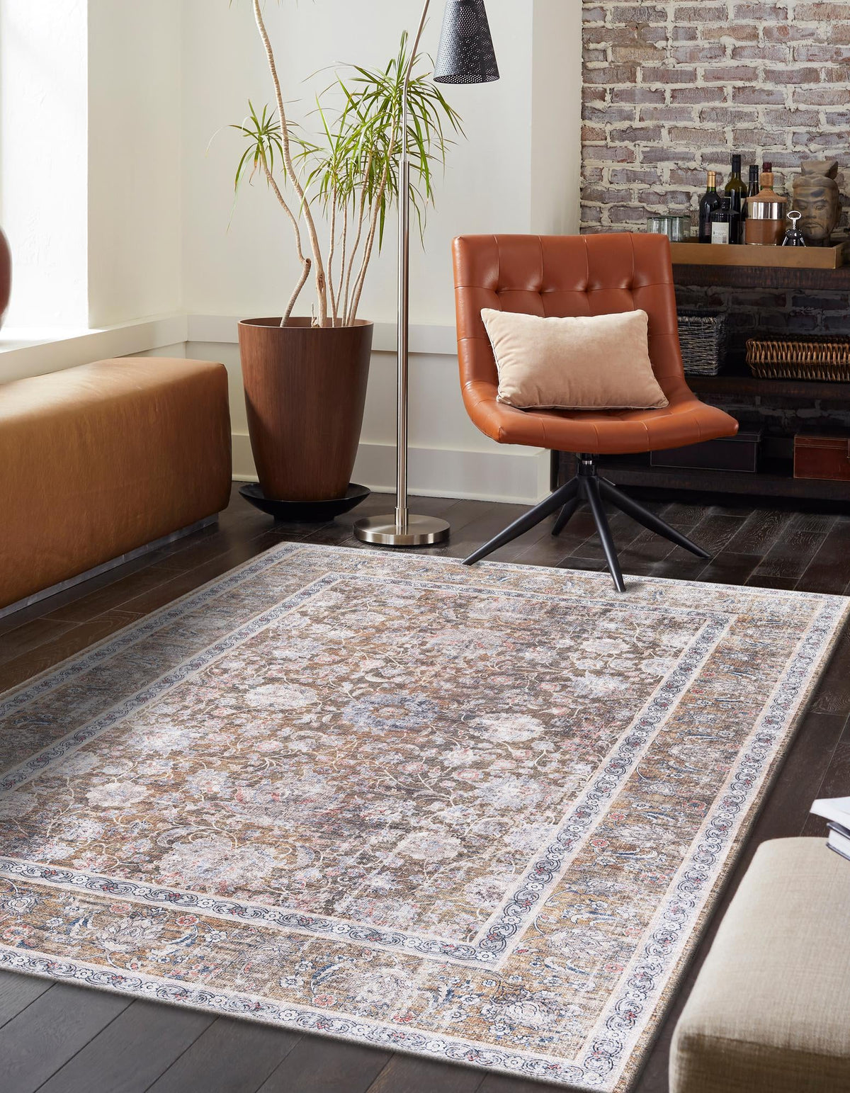 Yara Samarth Antique Gold & Black Area Rug lifestyle Rectangle