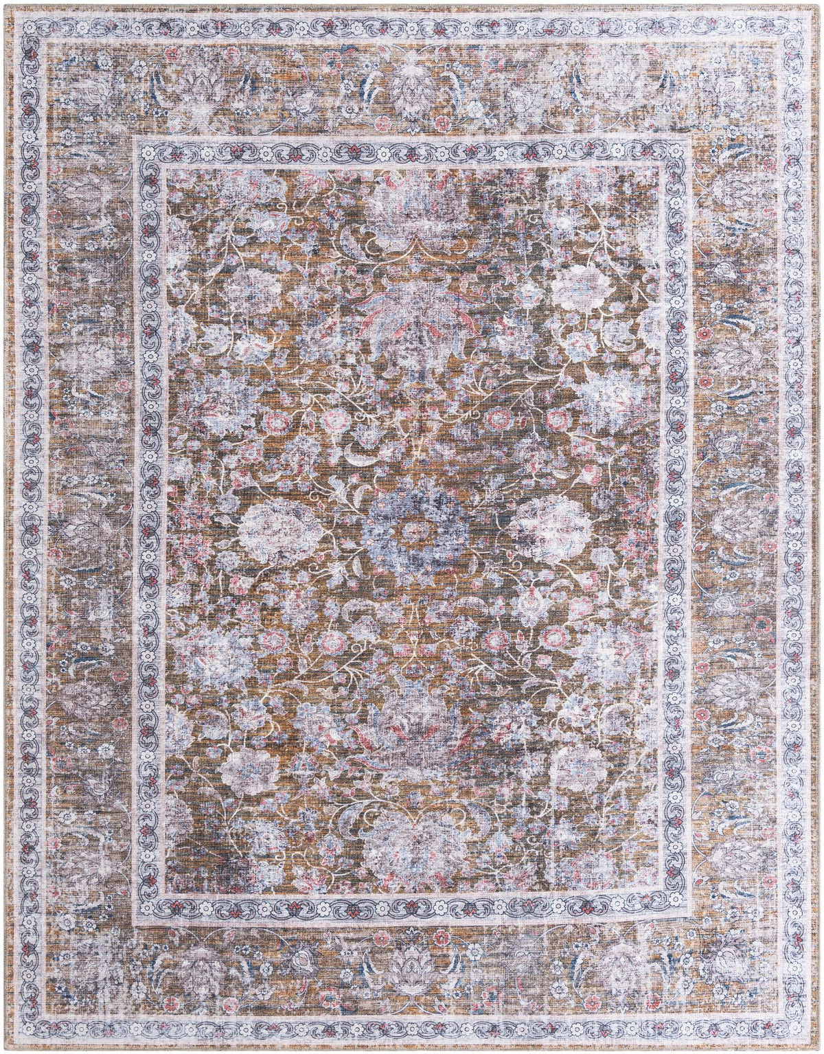 Yara Samarth Antique Gold & Black Area Rug overhead Rectangle 7' 10" x 10'