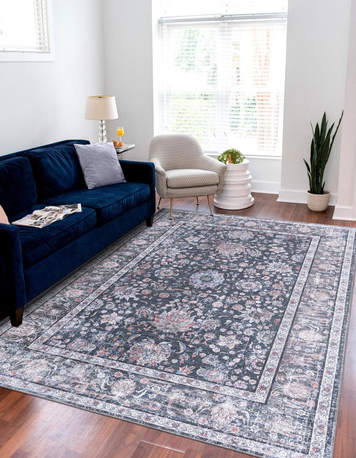 Yara Samarth Ink Black & Brown Area Rug lifestyle Rectangle