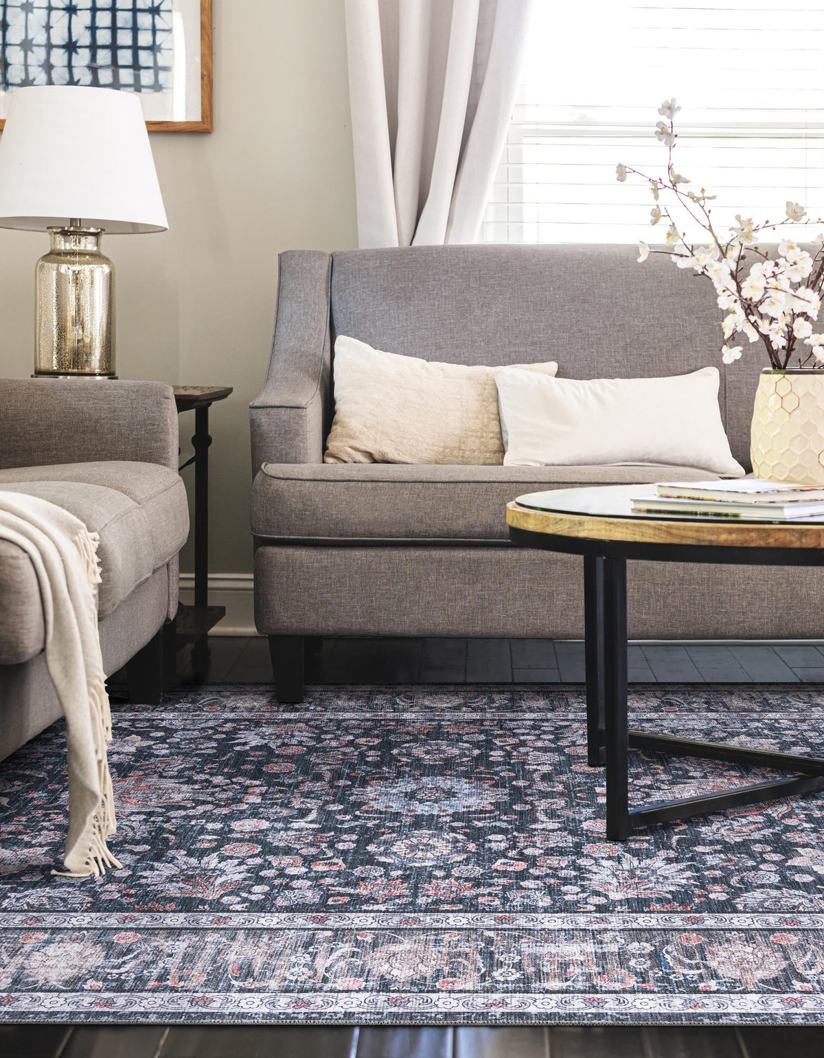 Yara Samarth Ink Black & Brown Area Rug | Unique Loom high-resolution supplier additional photo 3211838_image_1012.jpg