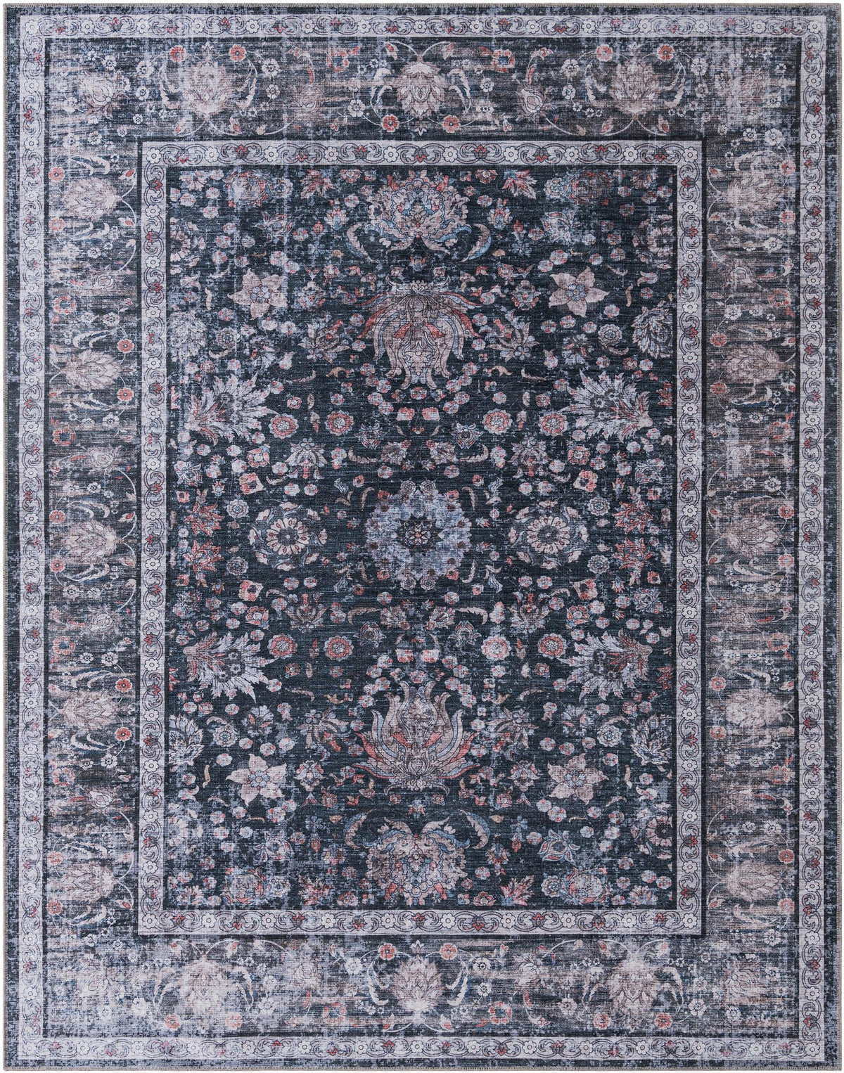 Yara Samarth Ink Black & Brown Area Rug overhead Rectangle 7' 10" x 10'