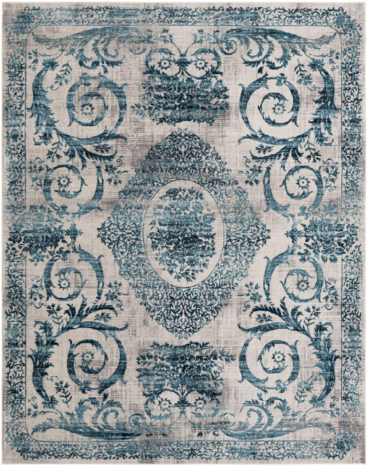 Finsbury Diana Ivory & Blue/Gray Area Rug | Original manufacturer overhead for 7'10 x 10' rectangle, SKU 3215365