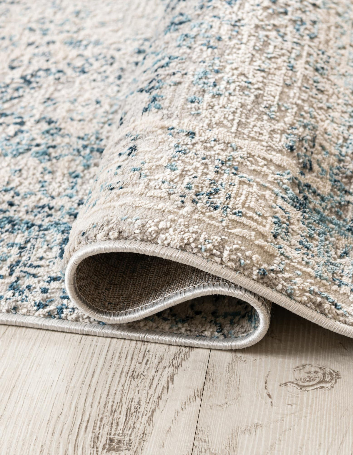 Finsbury Ivory & Blue/Gray Area Rug: manufacturer original alternate detail, shape, or backing