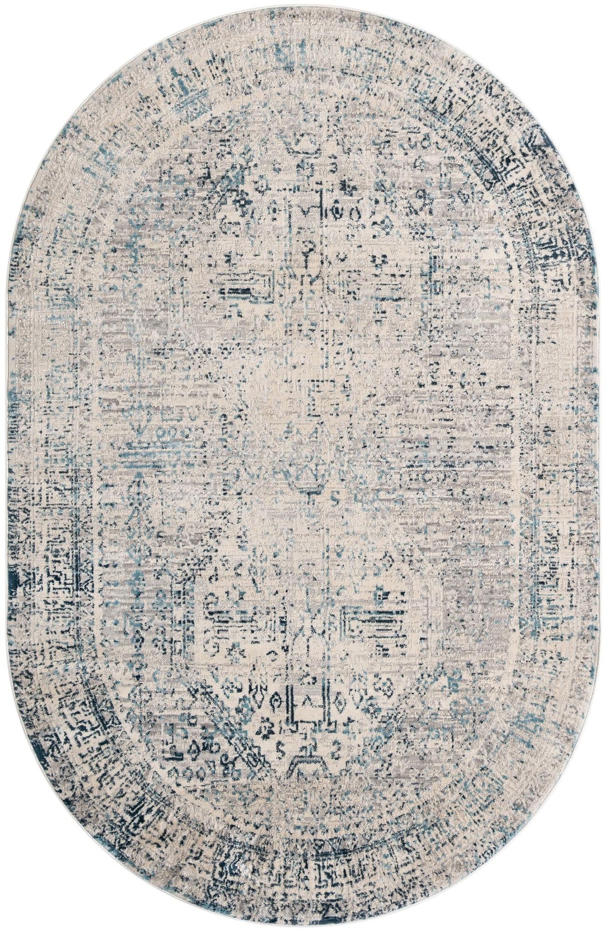 Finsbury Ivory & Blue/Gray Area Rug: manufacturer original alternate detail, shape, or backing