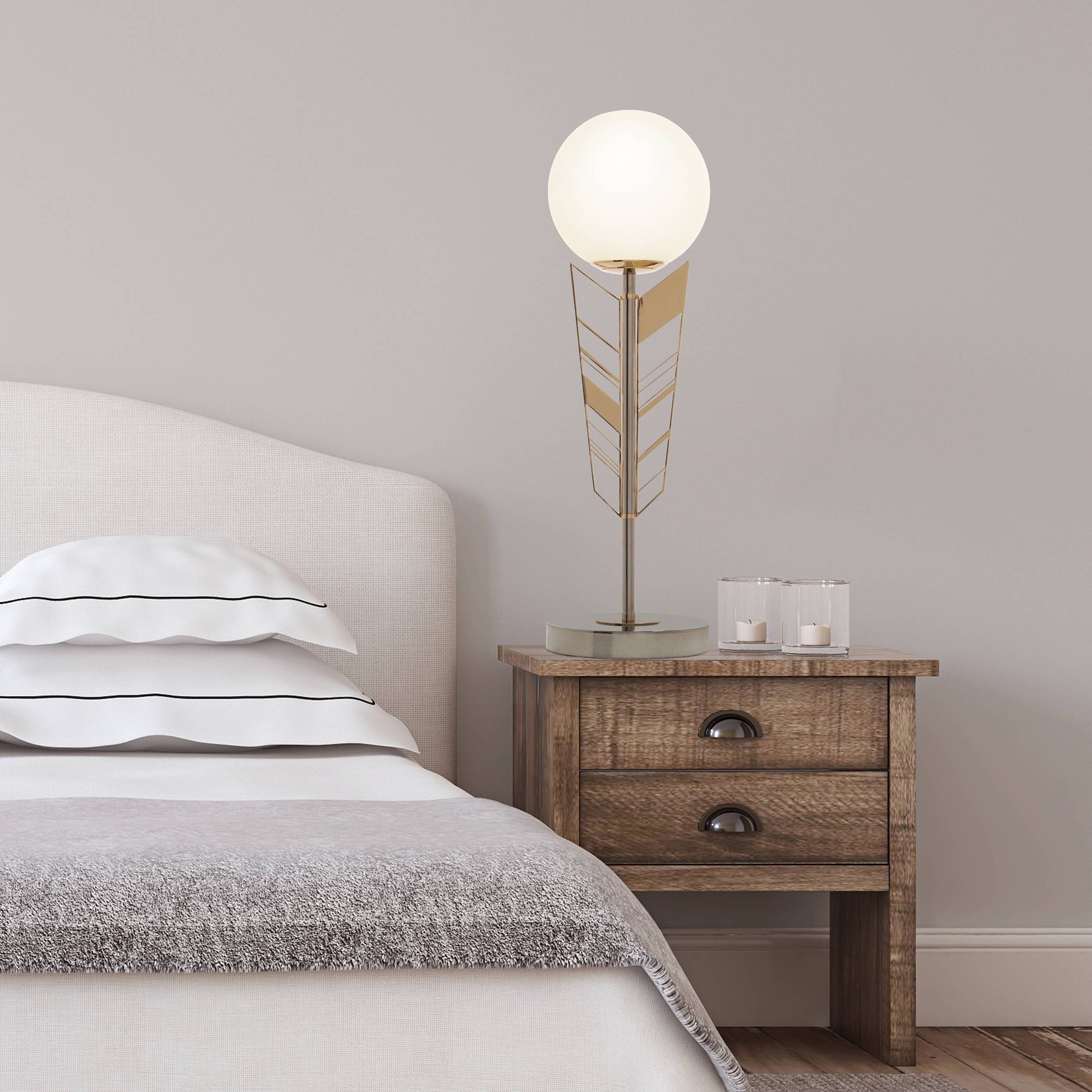 Gold & Silver Jessie Globe Shade Table Lamp - Reclaimed Elegance