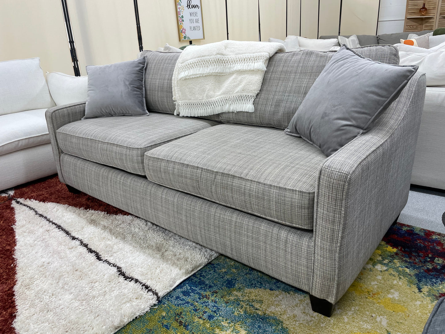 Light Grey Patterned Loveseat