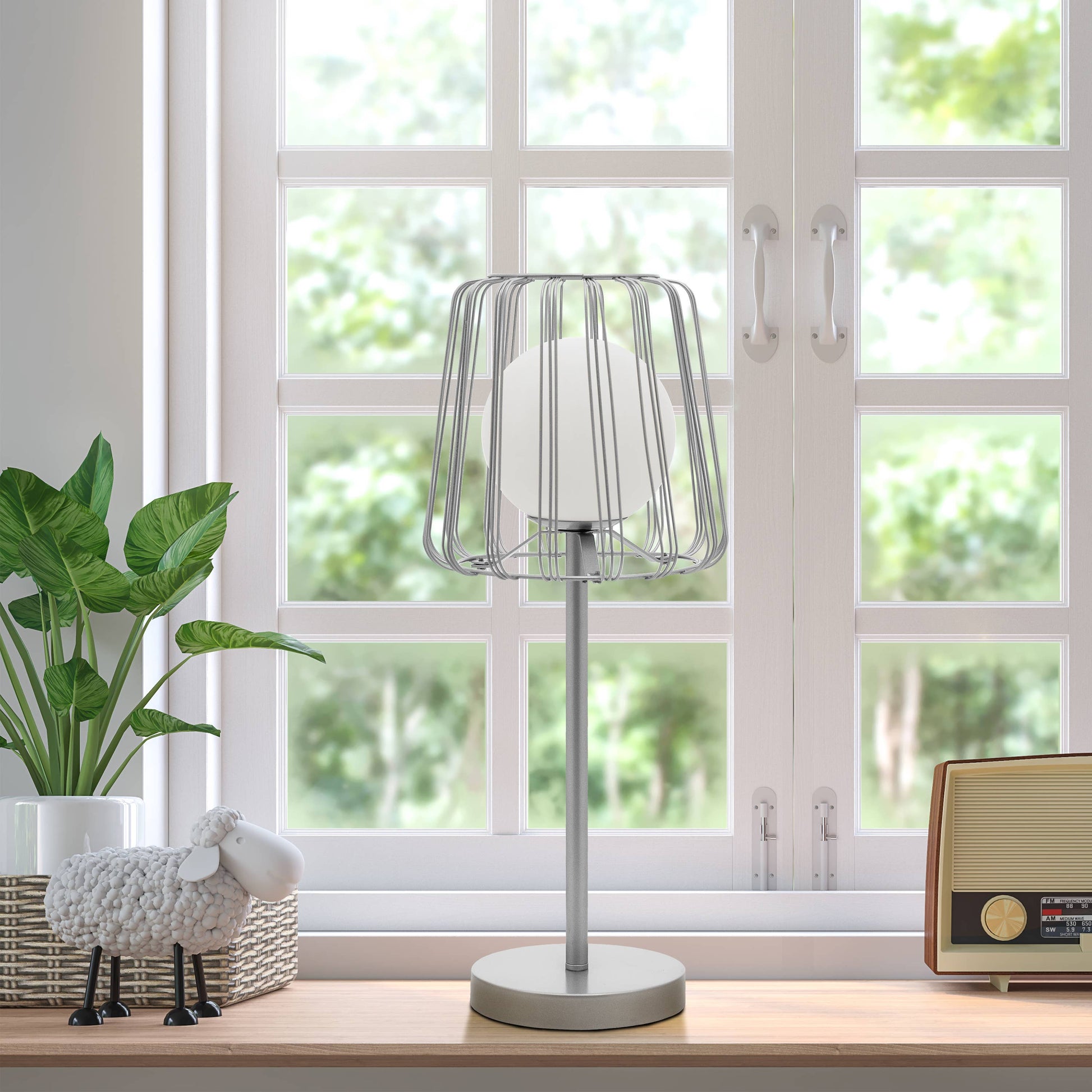 Gold Lucai Caged Globe Shade Table Lamp - Reclaimed Elegance