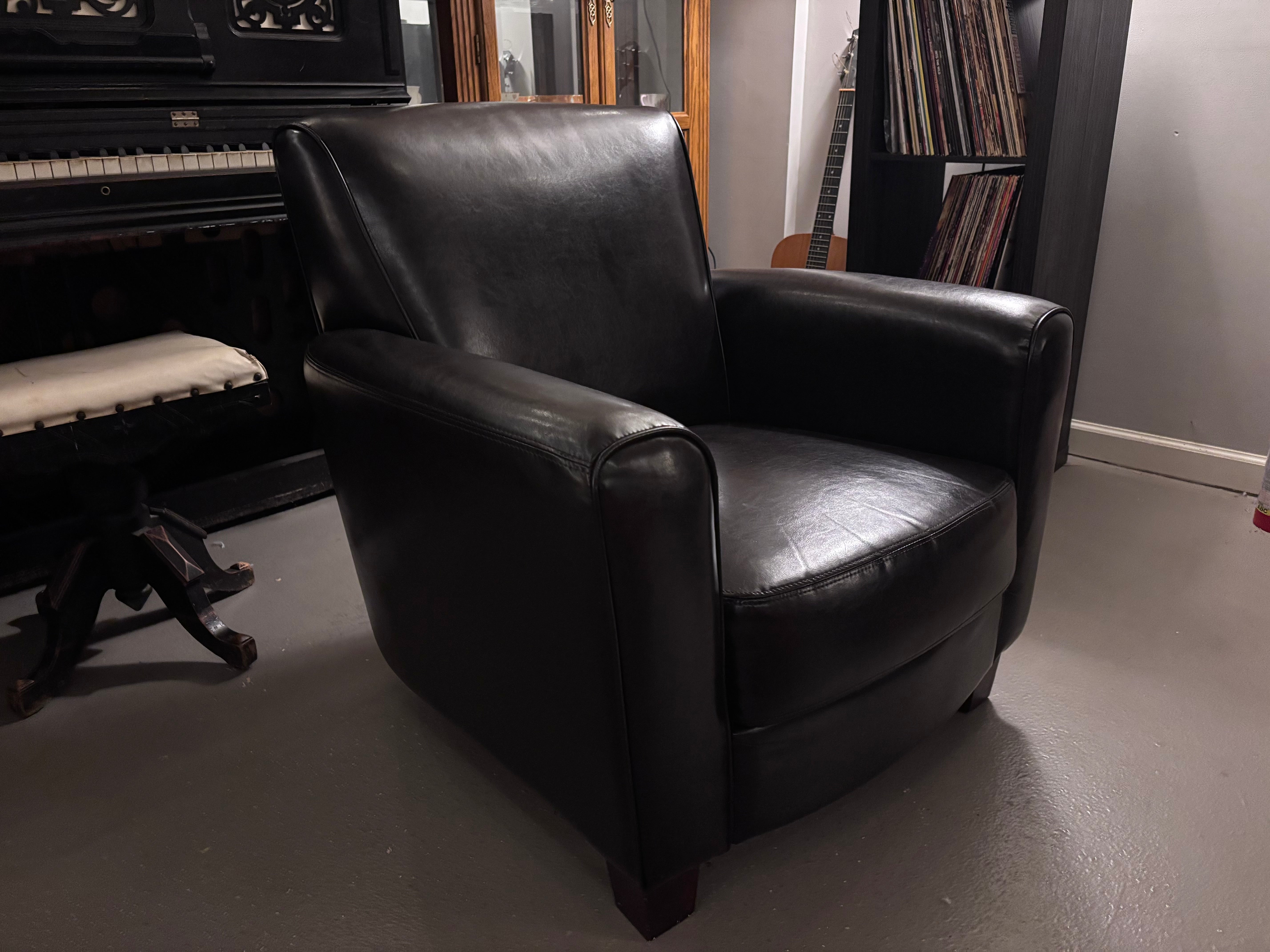 Espresso Brown Faux Leather Armchair - Reclaimed Elegance