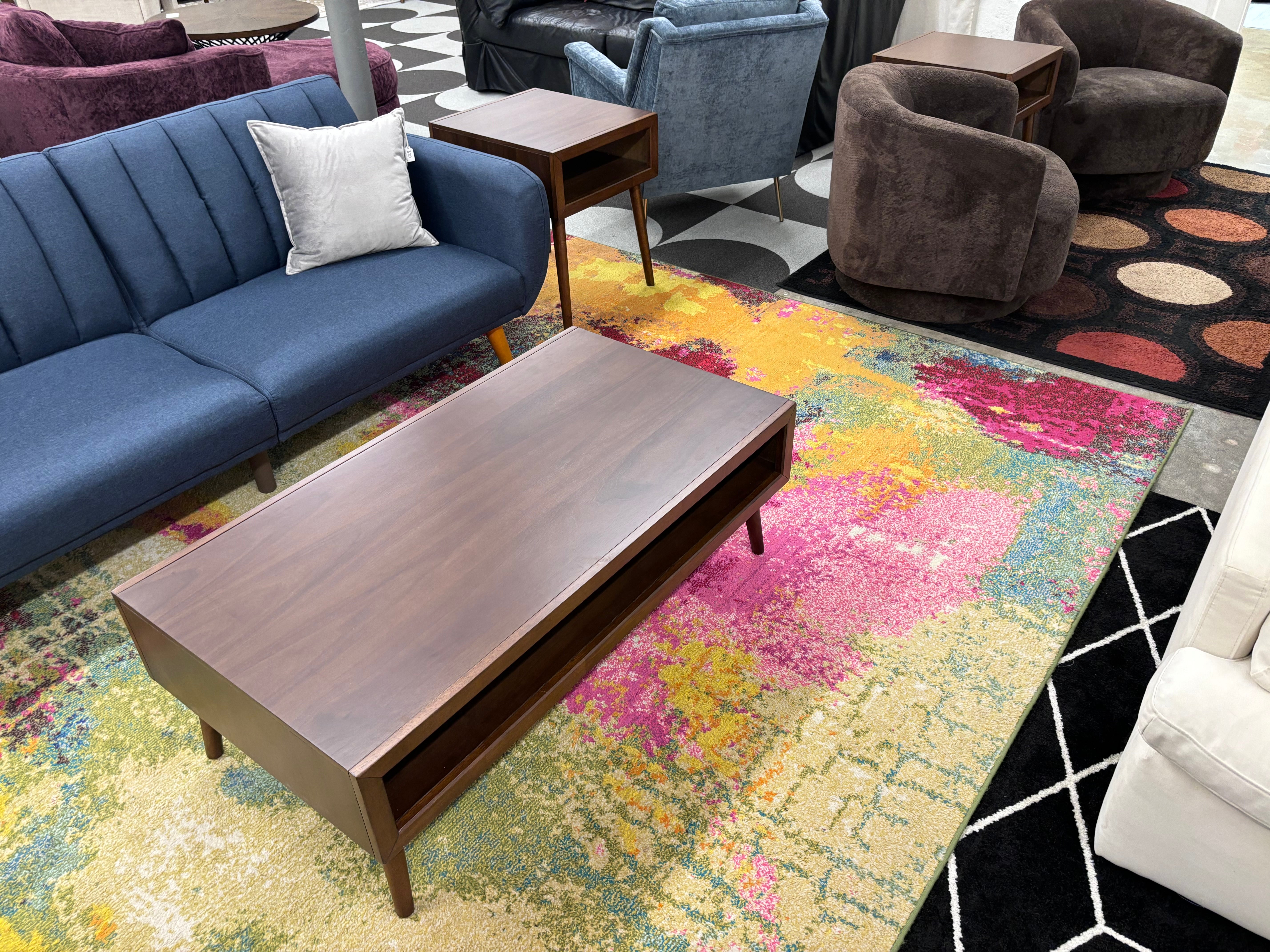 Walnut Malibu Retro Coffee & End Table Set - Reclaimed Elegance