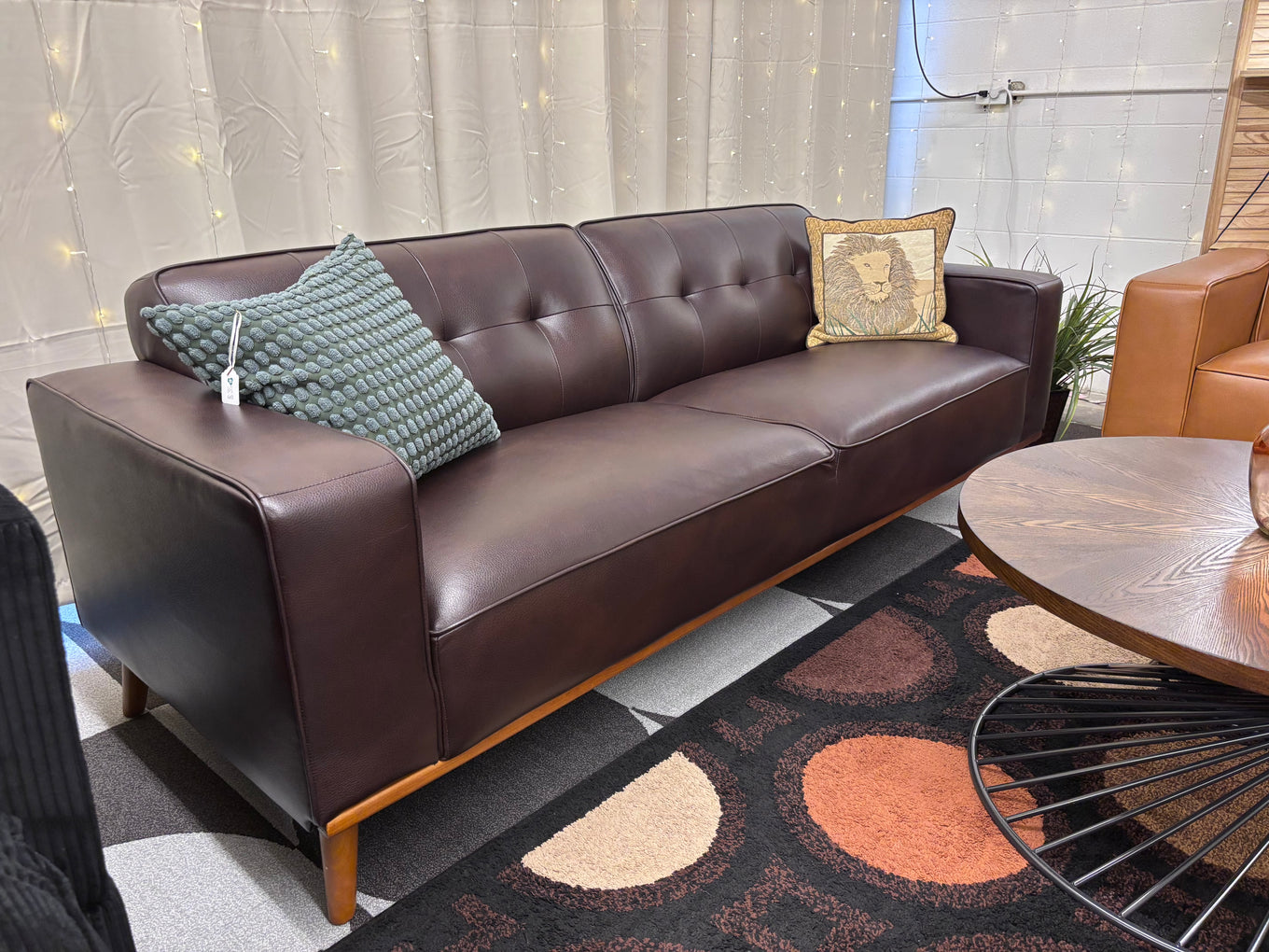 Walnut Vegan Leather Destiny Sofa - Reclaimed Elegance