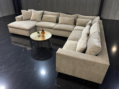 Pearl Grey Distressed Velvet West Elm Harmony U-Shape Sectional