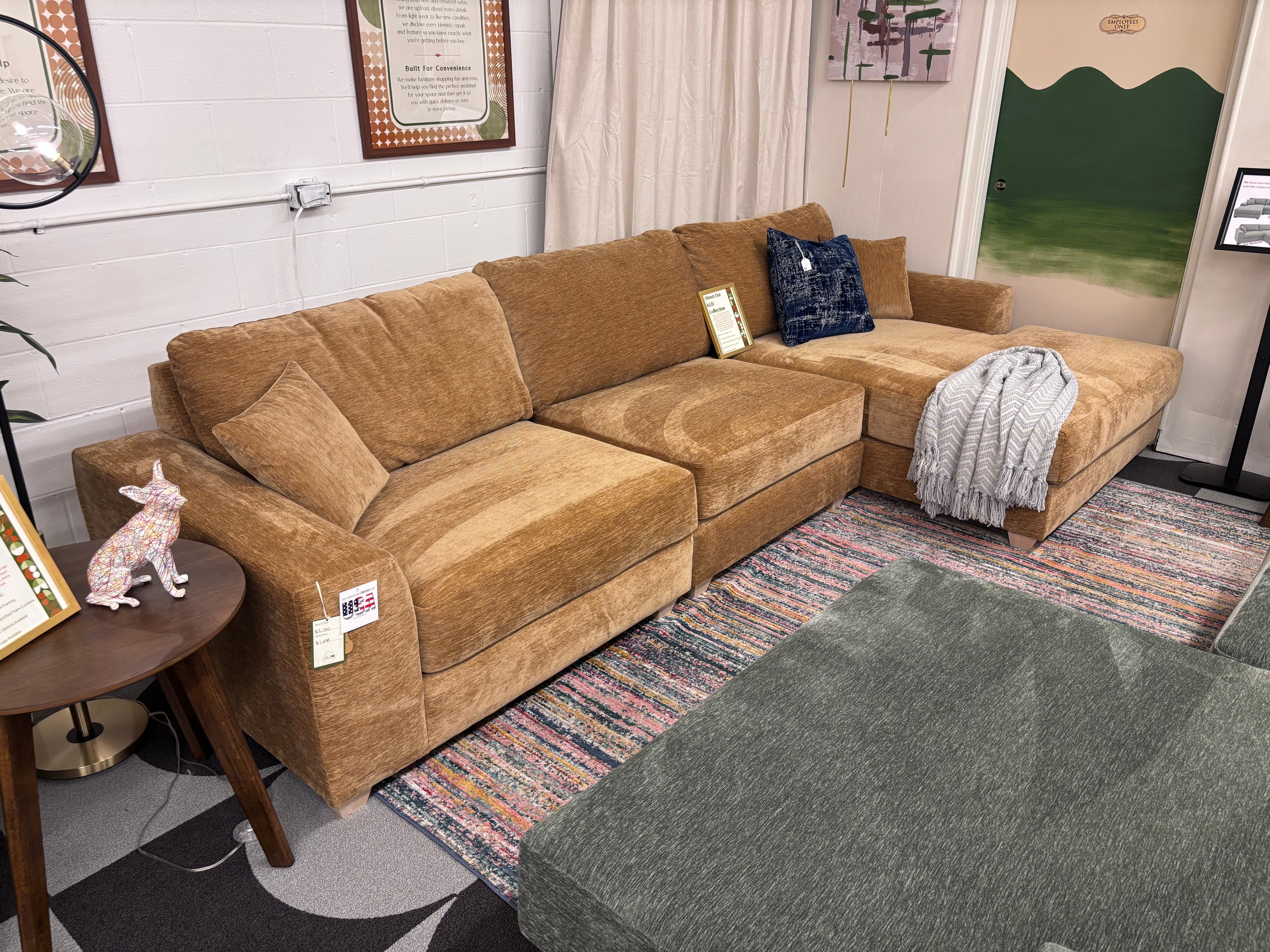 Nougat Beaman 3 Piece Chaise Sectional