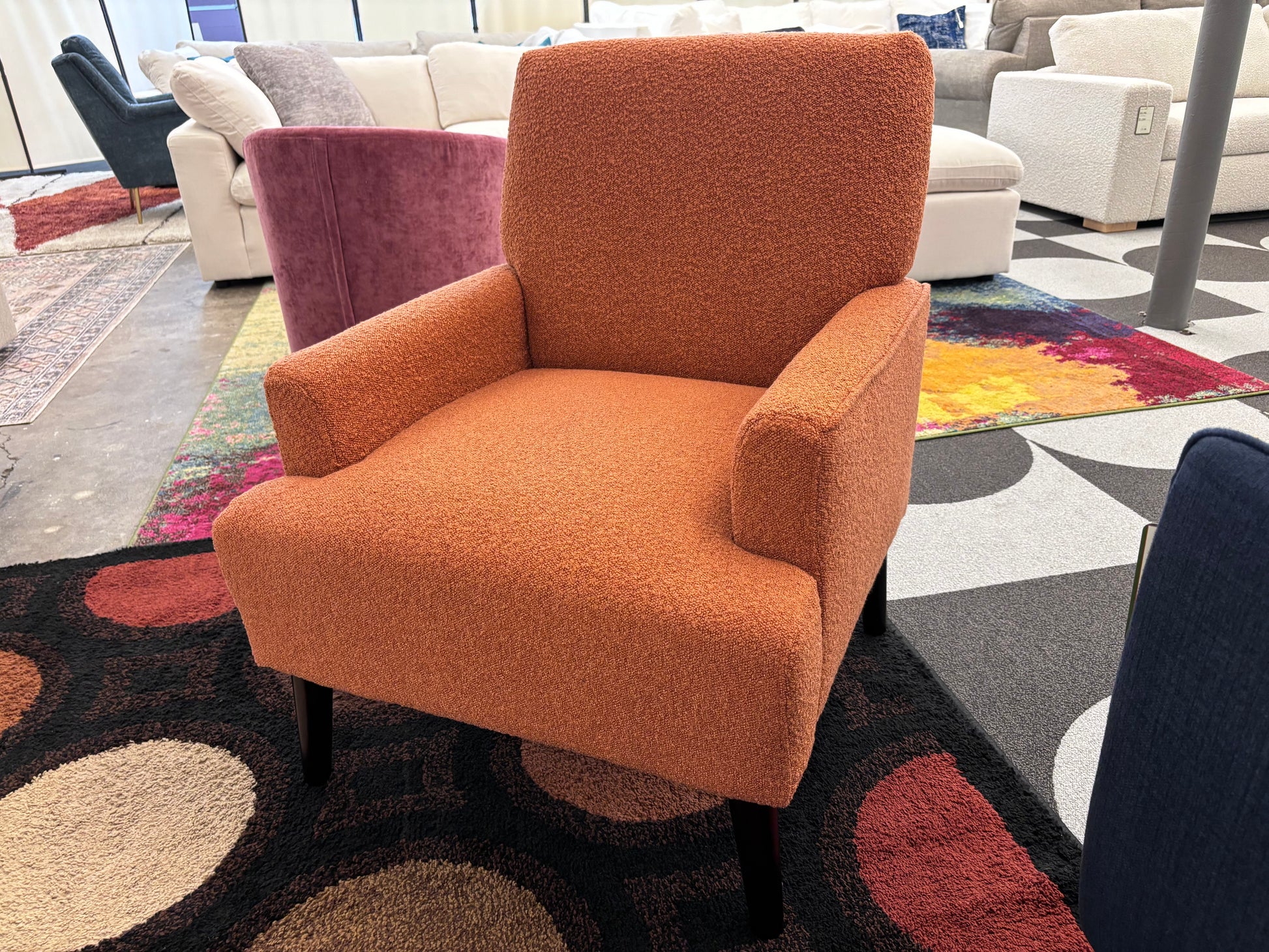 Orange Boucle' Kiwi Armchair - Reclaimed Elegance