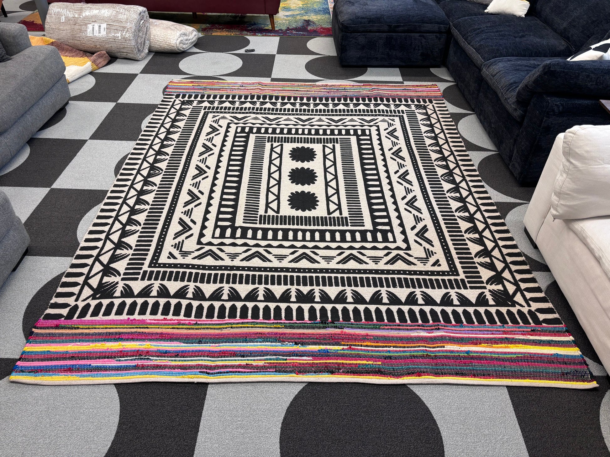 Patterned 8 x 10' Chindi Cotton Rectangle Rug - Reclaimed Elegance