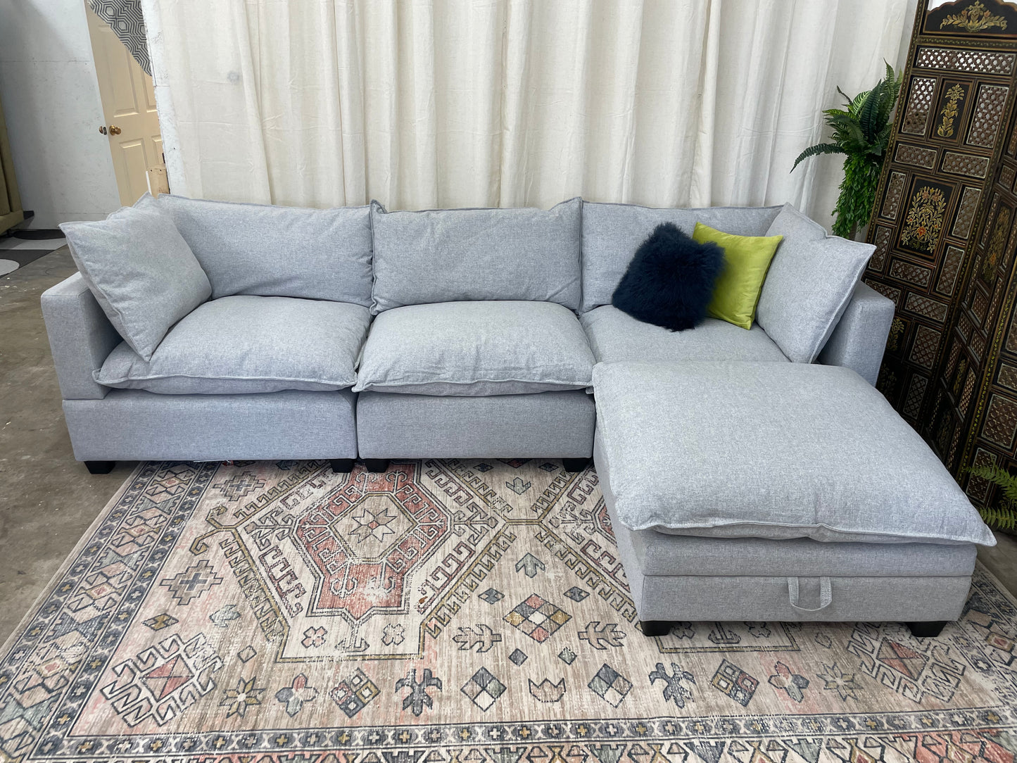 Mist Grey SKY 2.0 Modular Sofa + Storage Ottoman