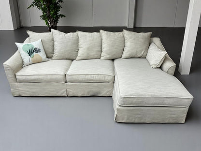 Beige Brook Cumulus Collection by American Signature Skirted Right-Facing Sectional
