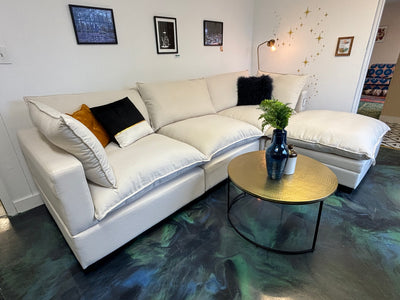 Sand Linen SKY 2.0 Modular Loveseat (no middle piece)+ Storage Ottoman - Reclaimed Elegance