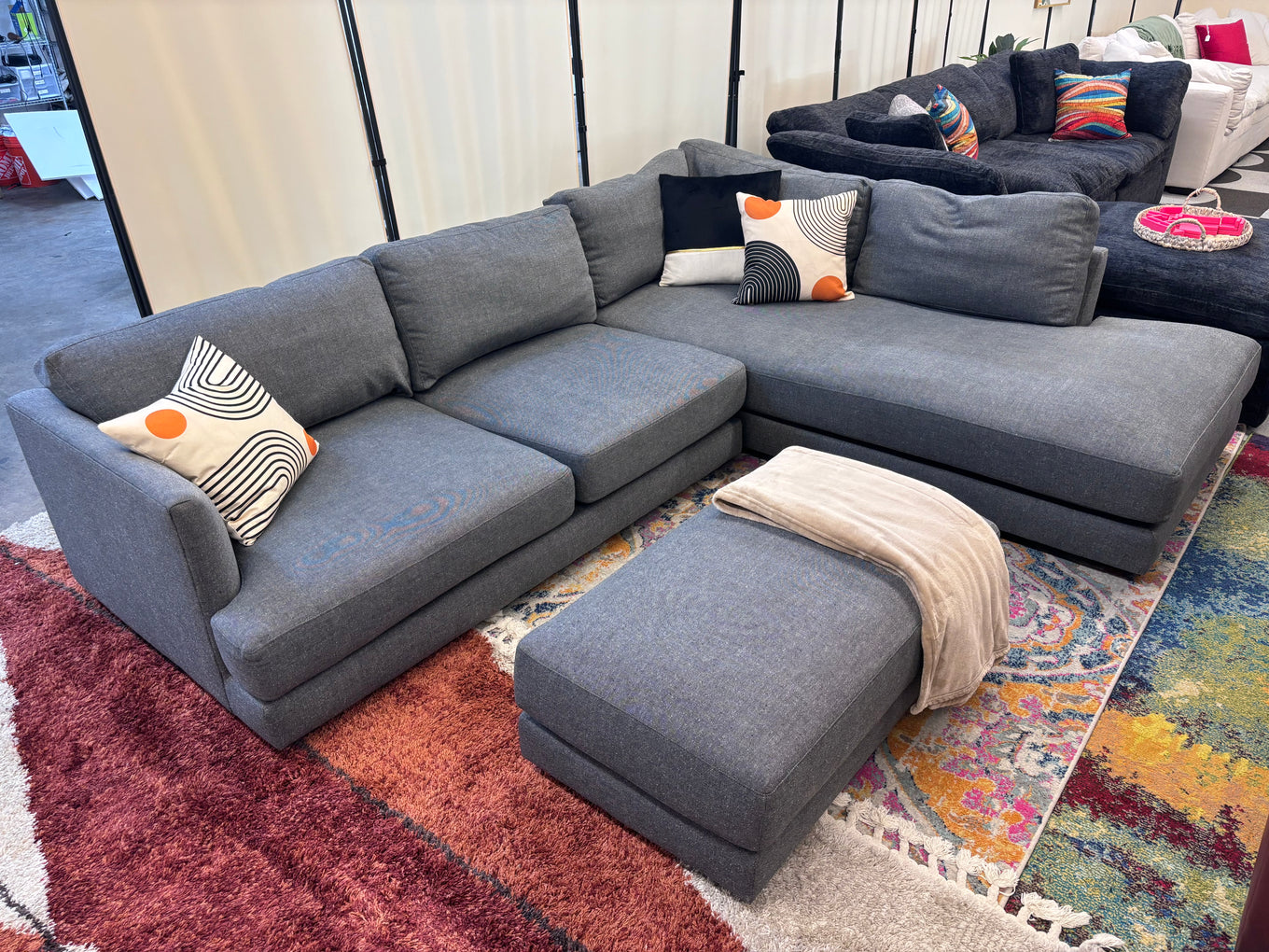 Pewter Grey West Elm Haven Right-Facing Sectional