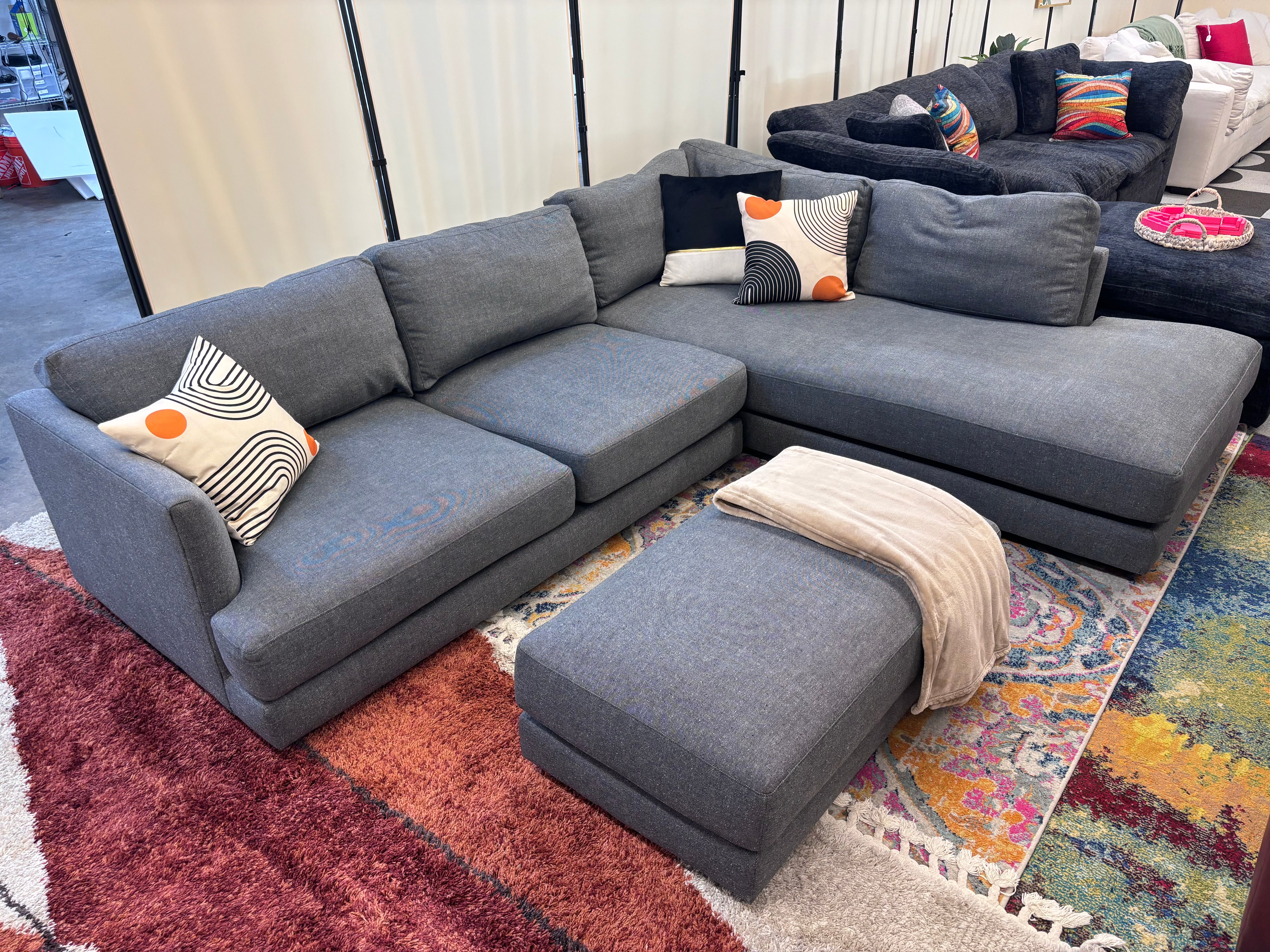 Pewter Grey West Elm Haven Right-Facing Sectional
