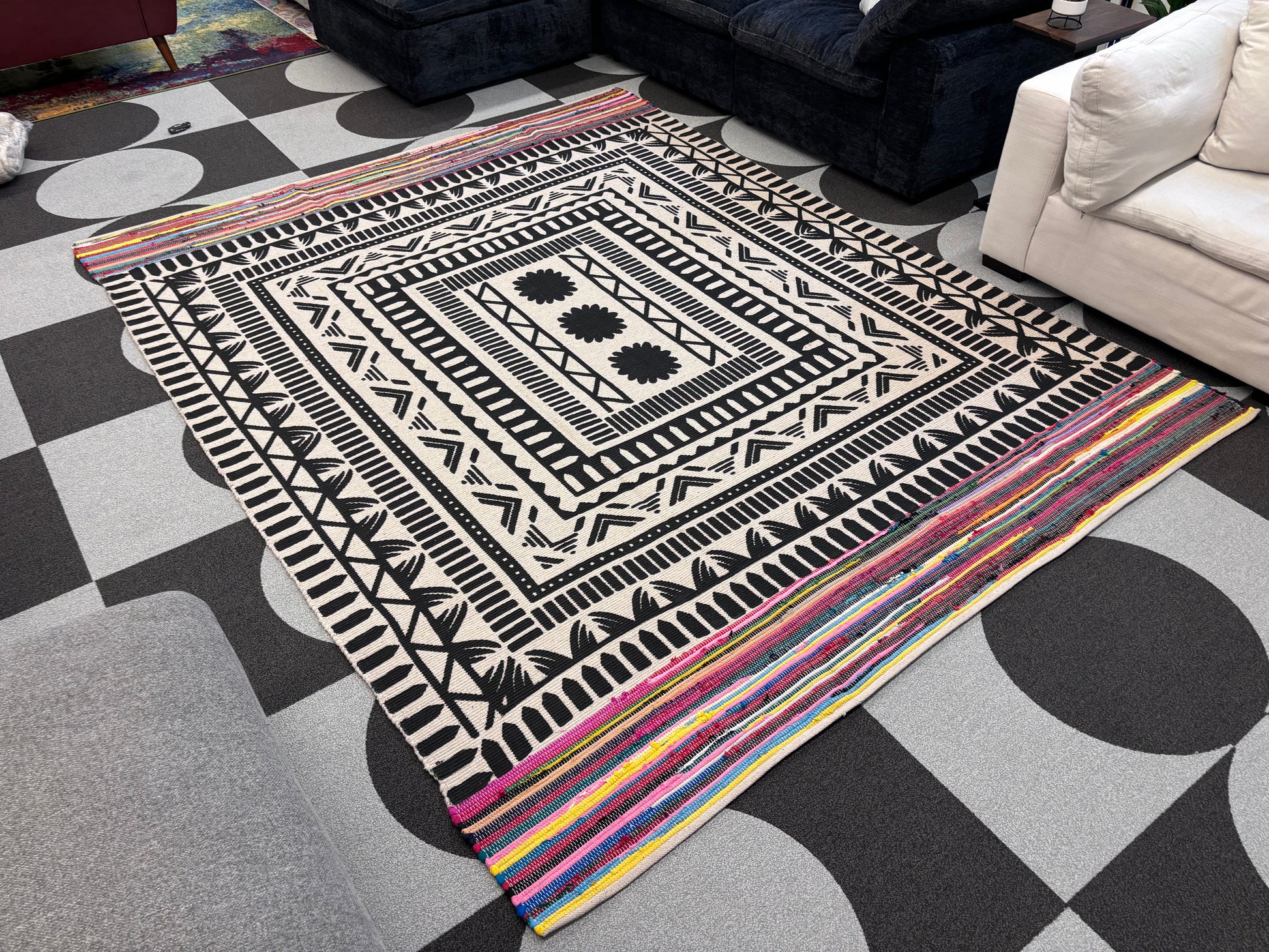 Patterned 8 x 10' Chindi Cotton Rectangle Rug - Reclaimed Elegance