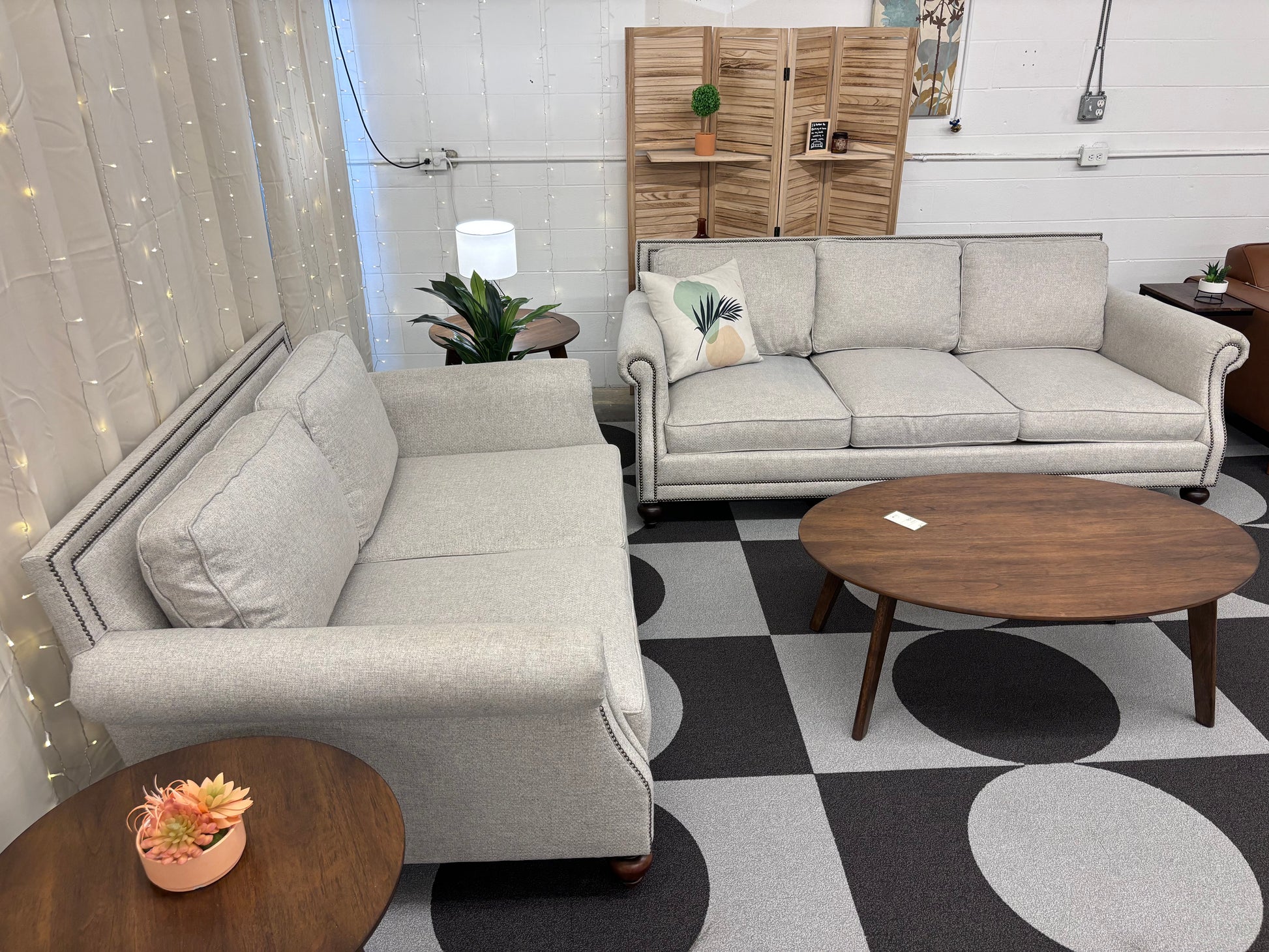 Light Grey Bernhardt Sofa + Loveseat Set - Reclaimed Elegance