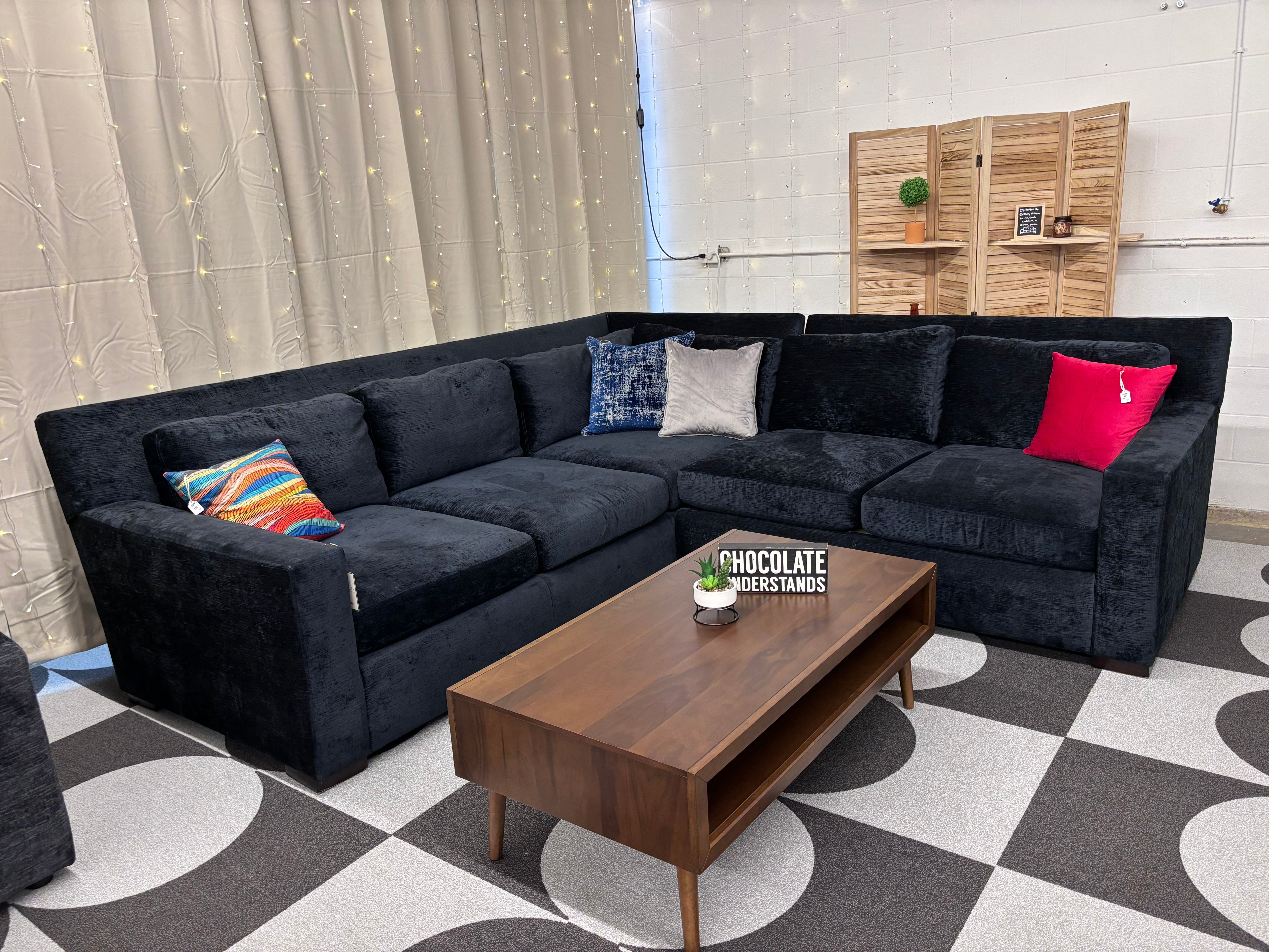 Indigo Black Custom Sprintz Chaho Corner Sectional - Reclaimed Elegance