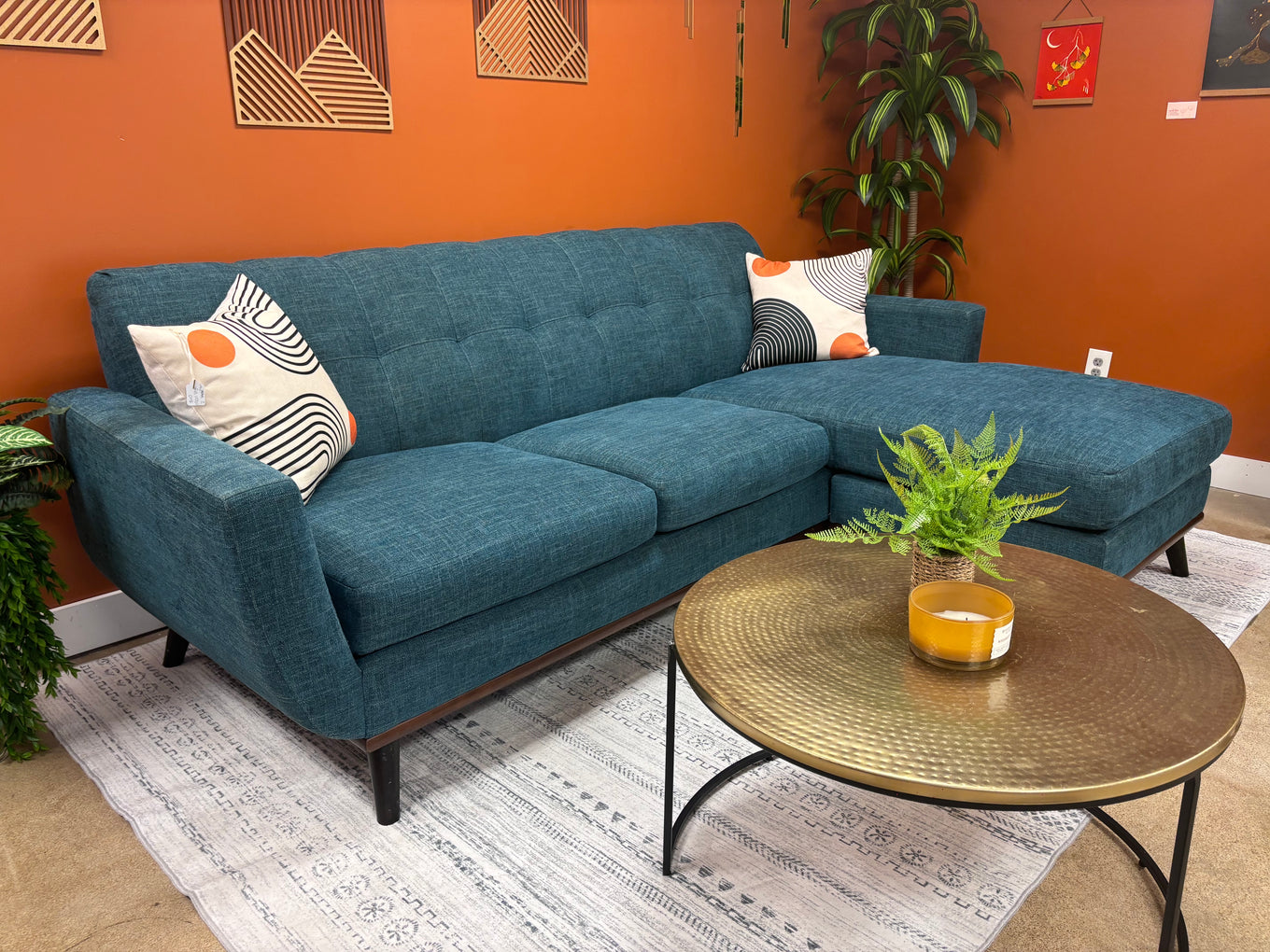 Teal HM Richards Reversible Chaise Sectional