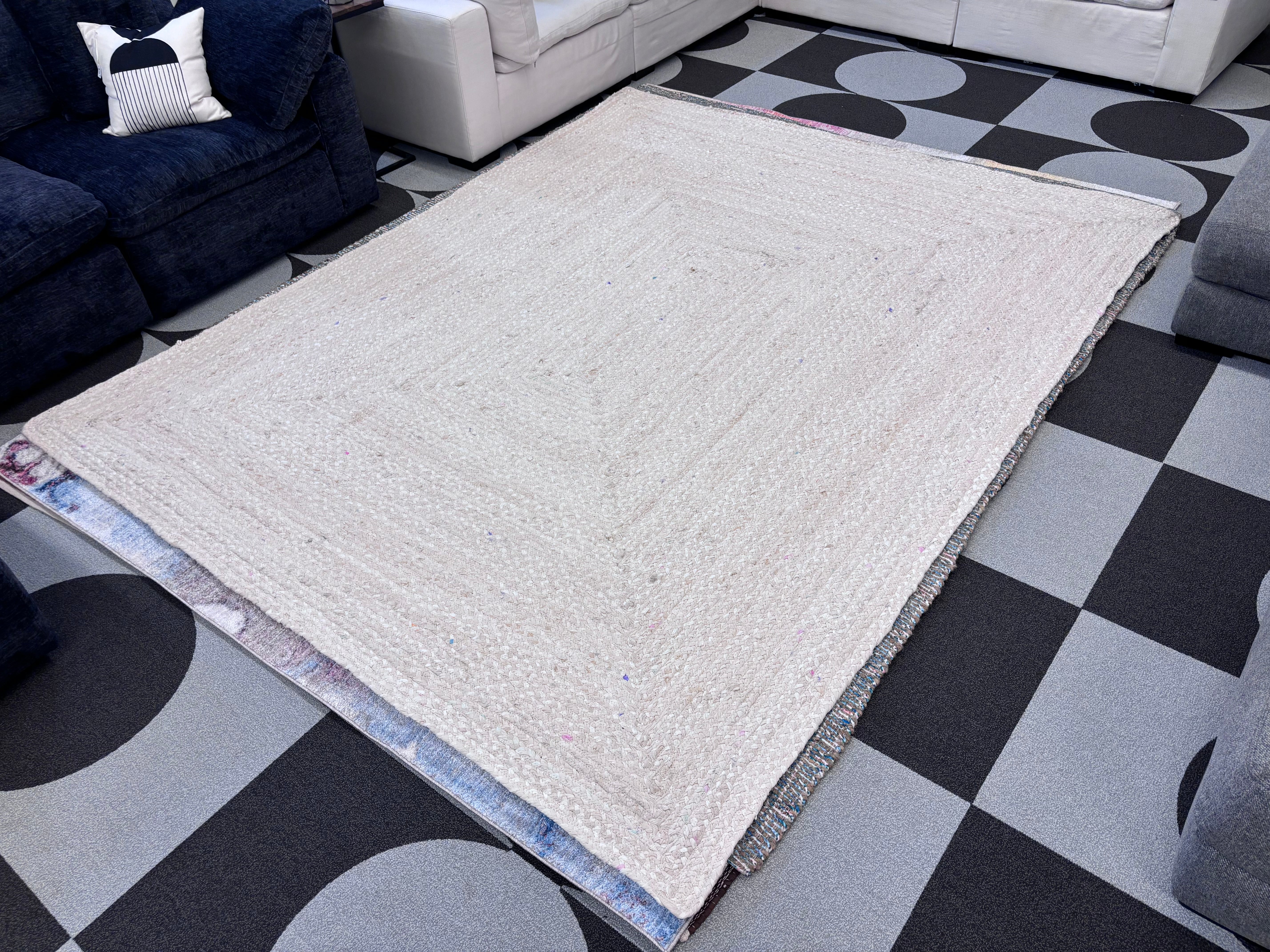 Ivory 8' x 10' Braided Chindi Rectangle Rug - Reclaimed Elegance